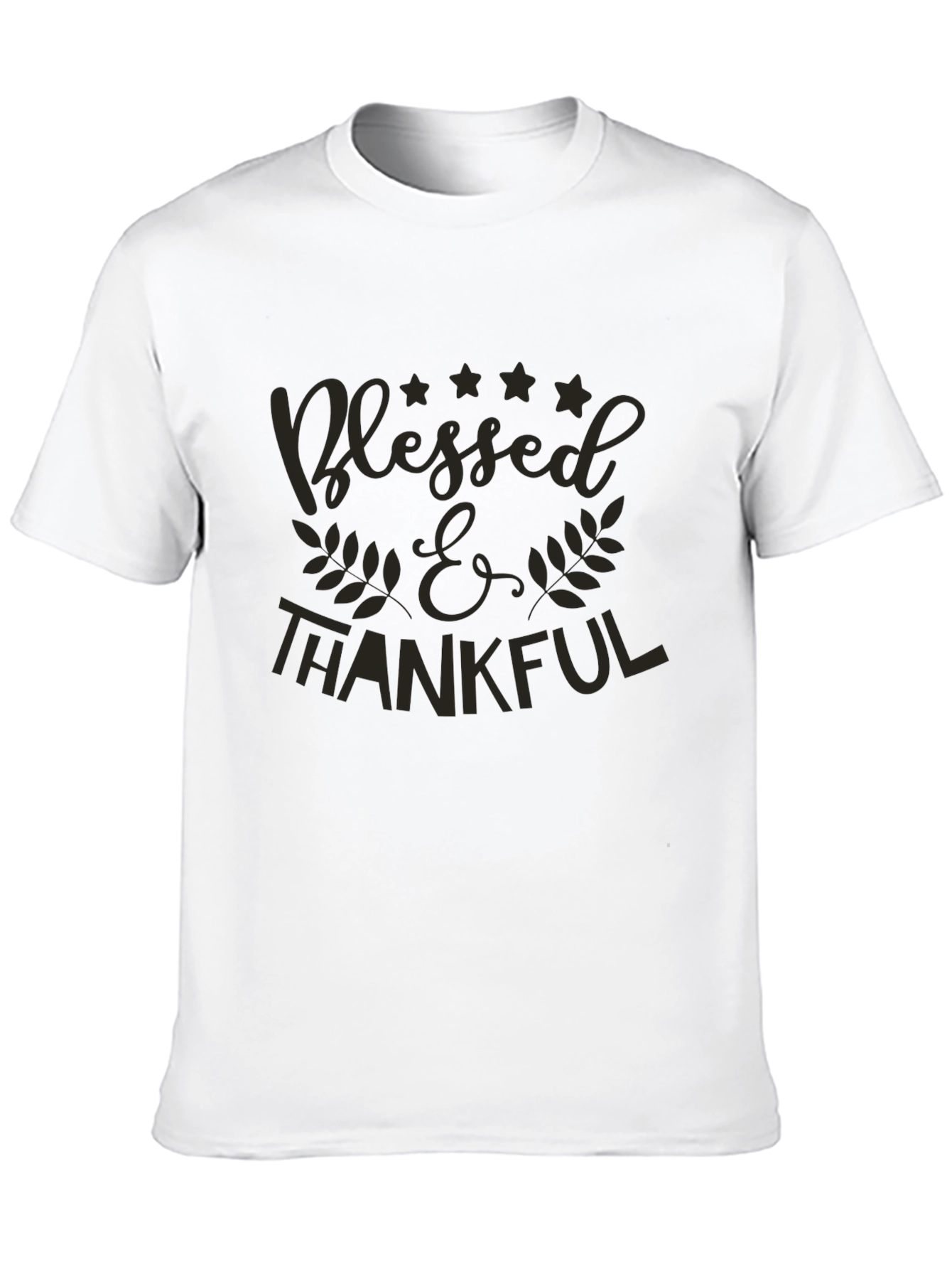 Blessed & Thankful Graphic Tee - Casual Black T-Shirt