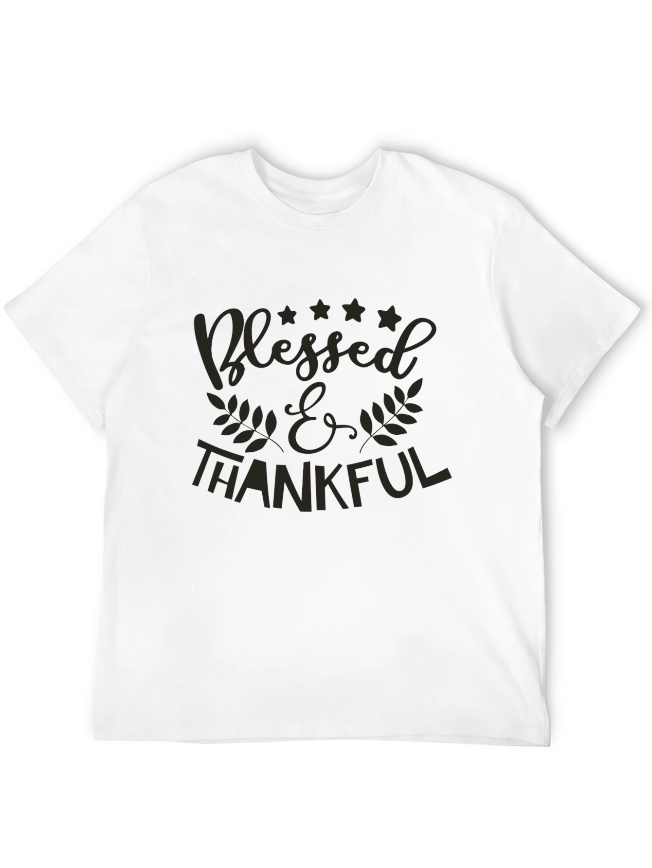 Blessed & Thankful Graphic Tee - Casual Black T-Shirt
