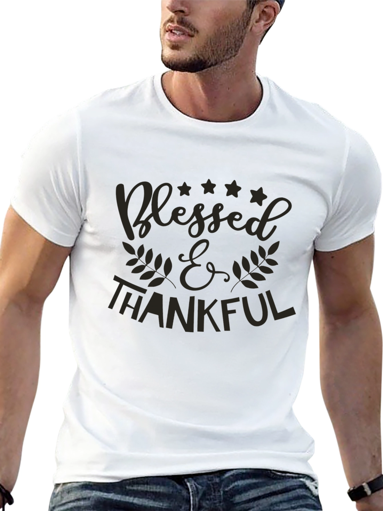 Blessed & Thankful Graphic Tee - Casual Black T-Shirt