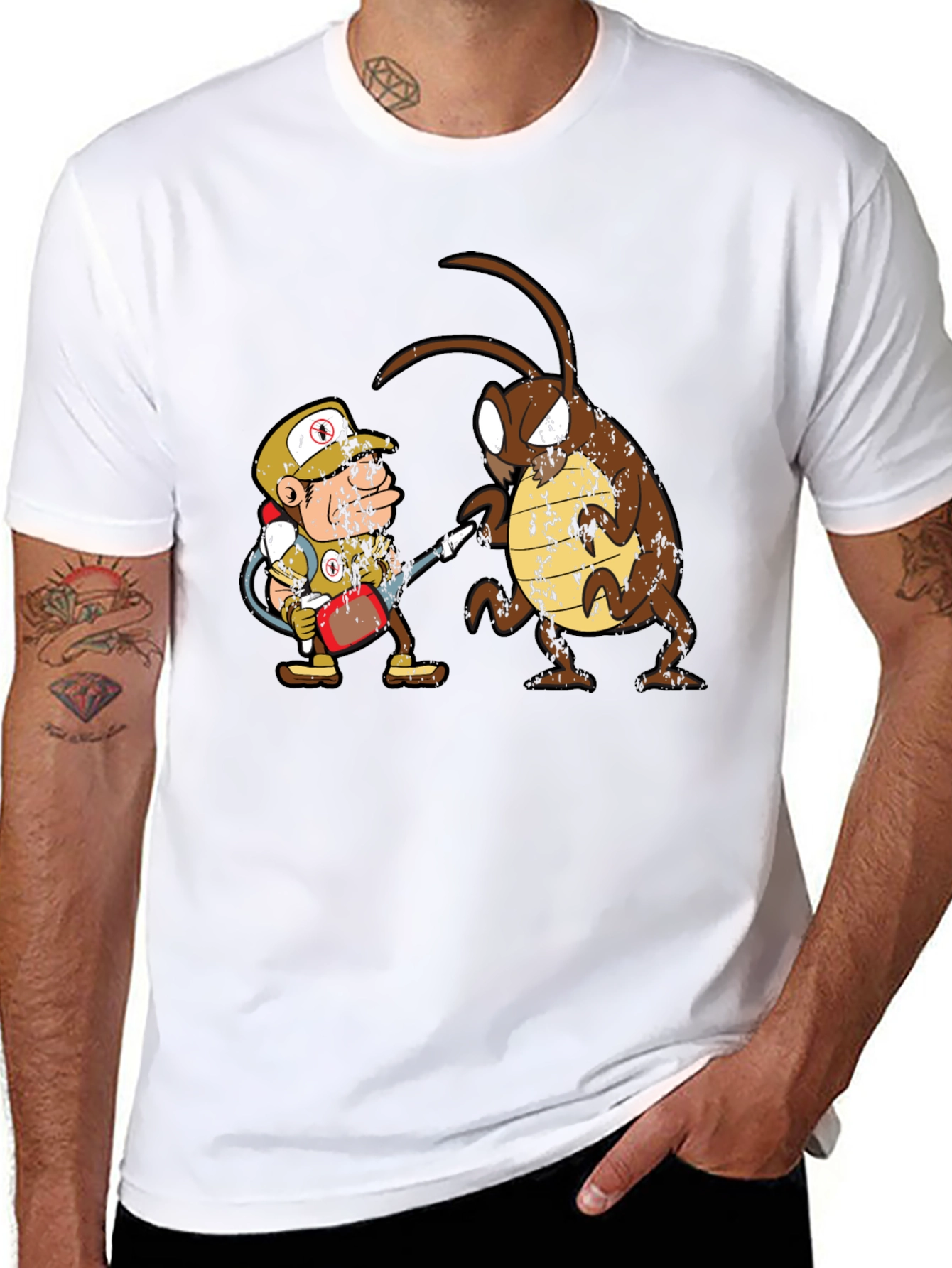 Exterminator vs Cockroach Graphic T-Shirt