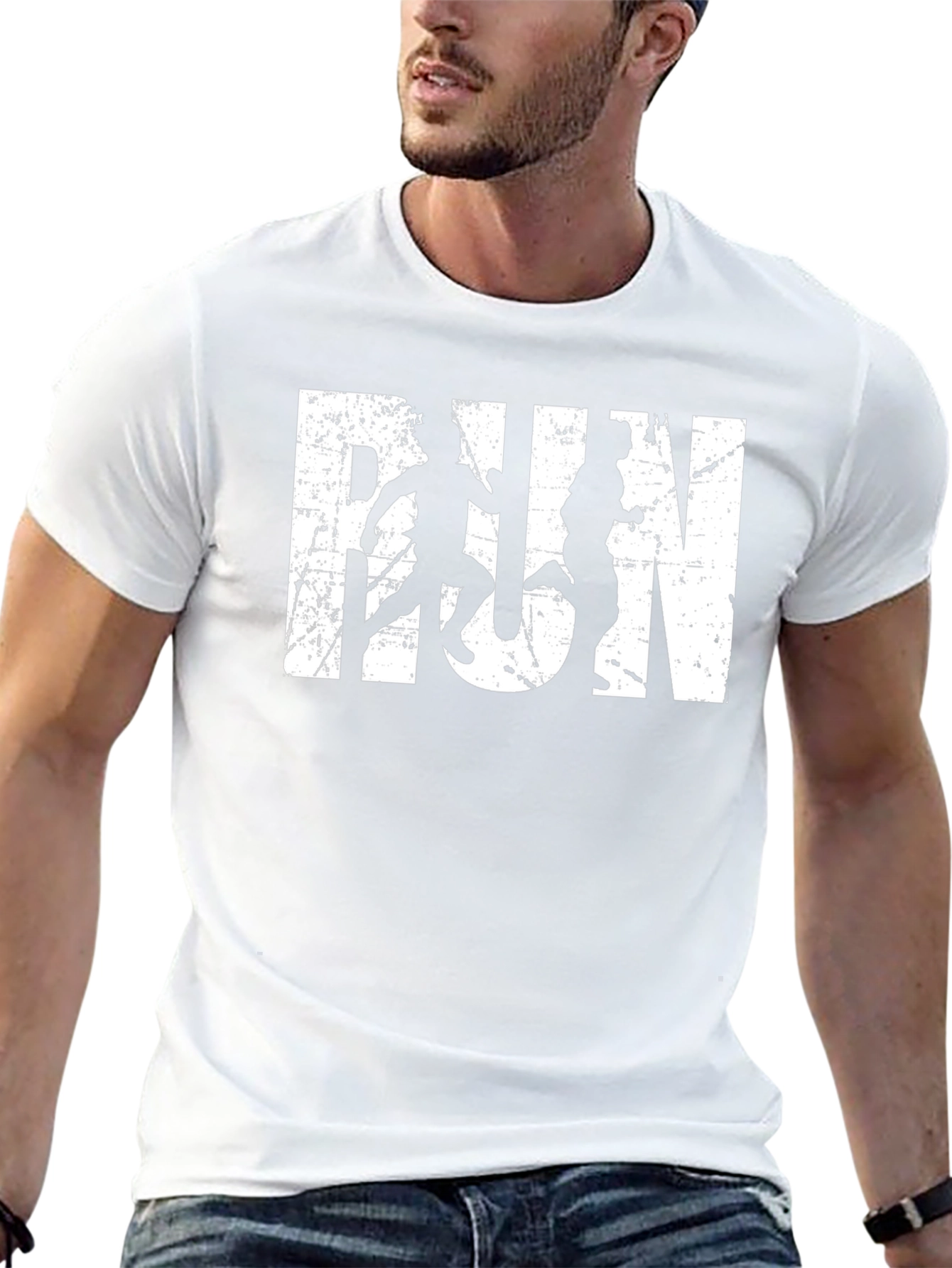 Distressed RUN Graphic T-Shirt