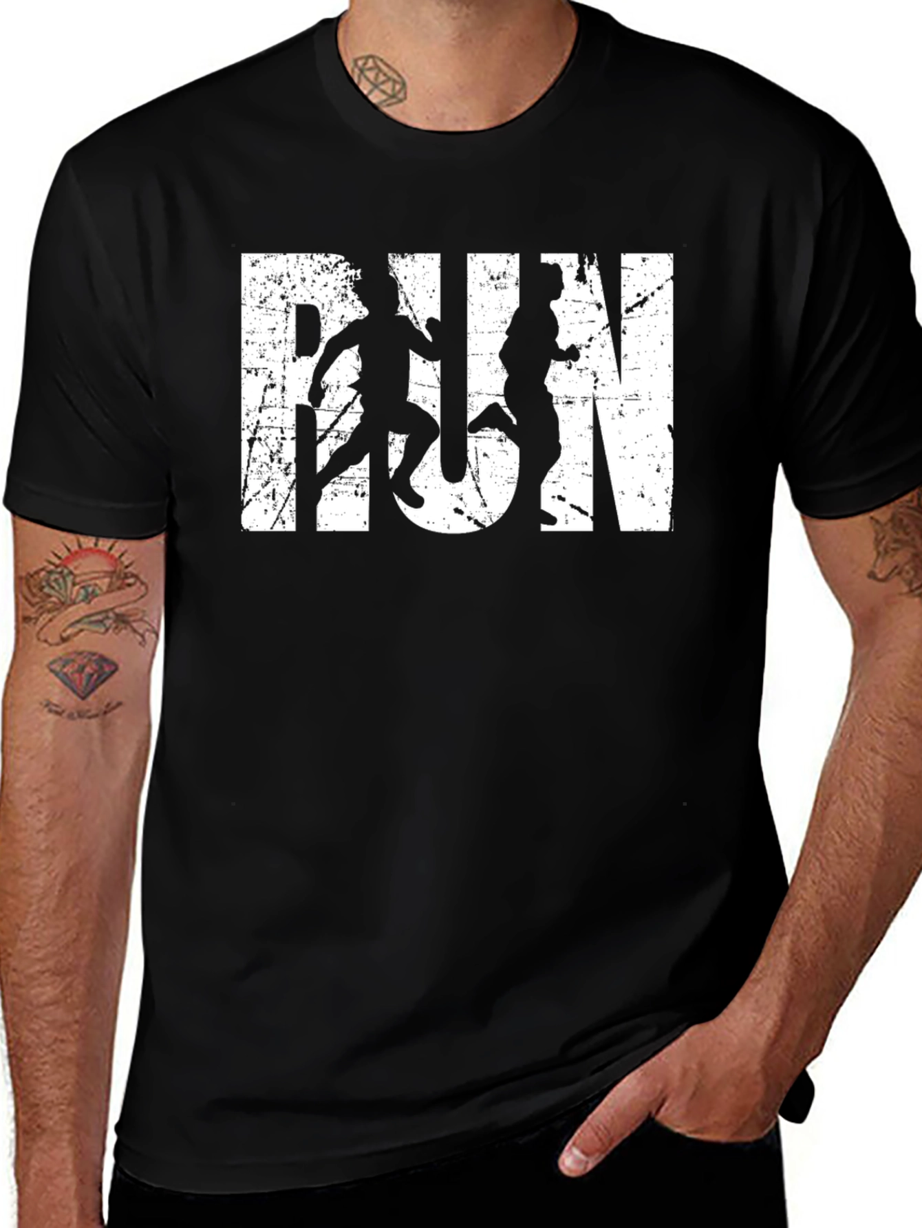 Distressed RUN Graphic T-Shirt
