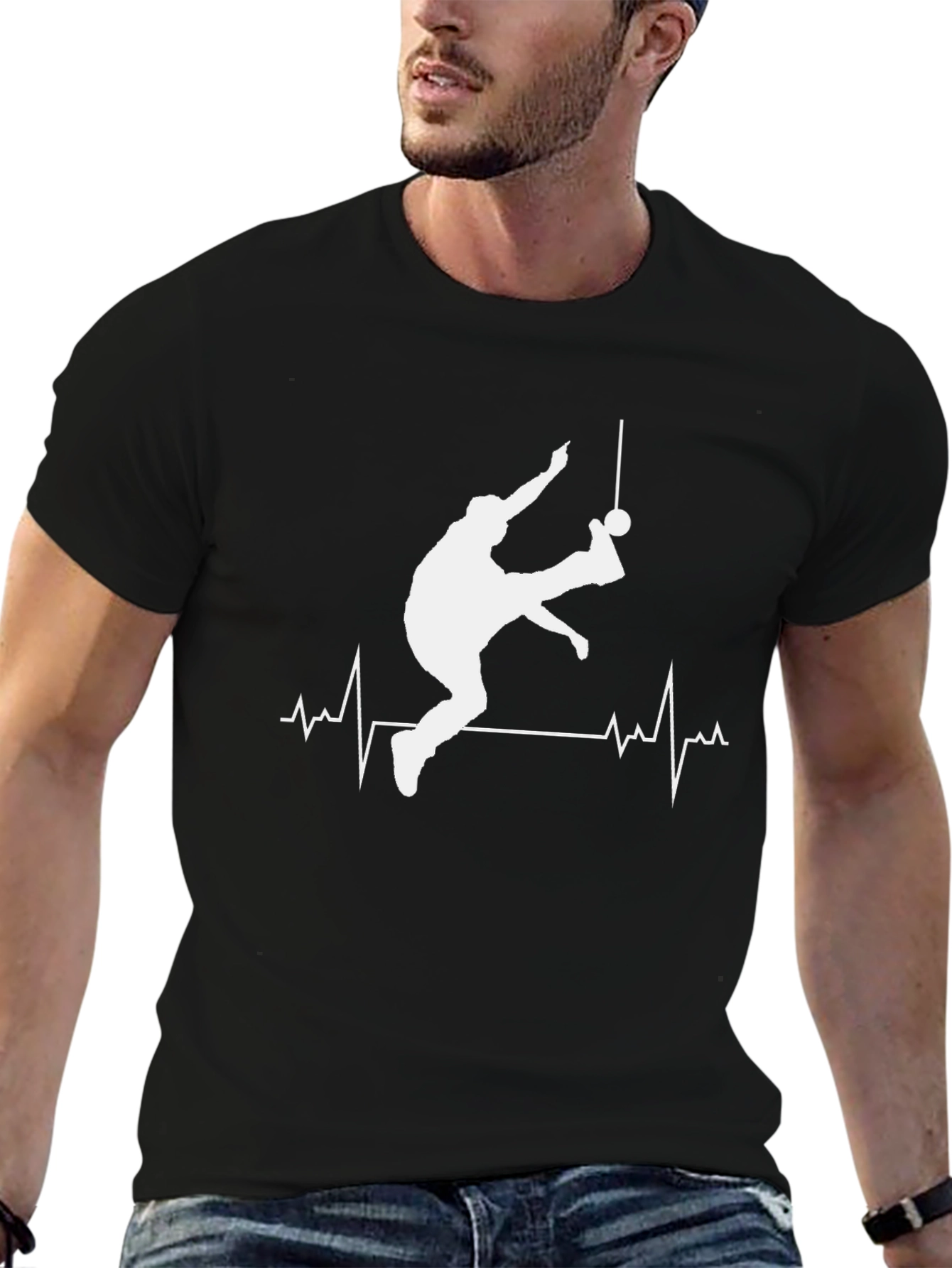 Soccer Player Heartbeat T-Shirt - Black