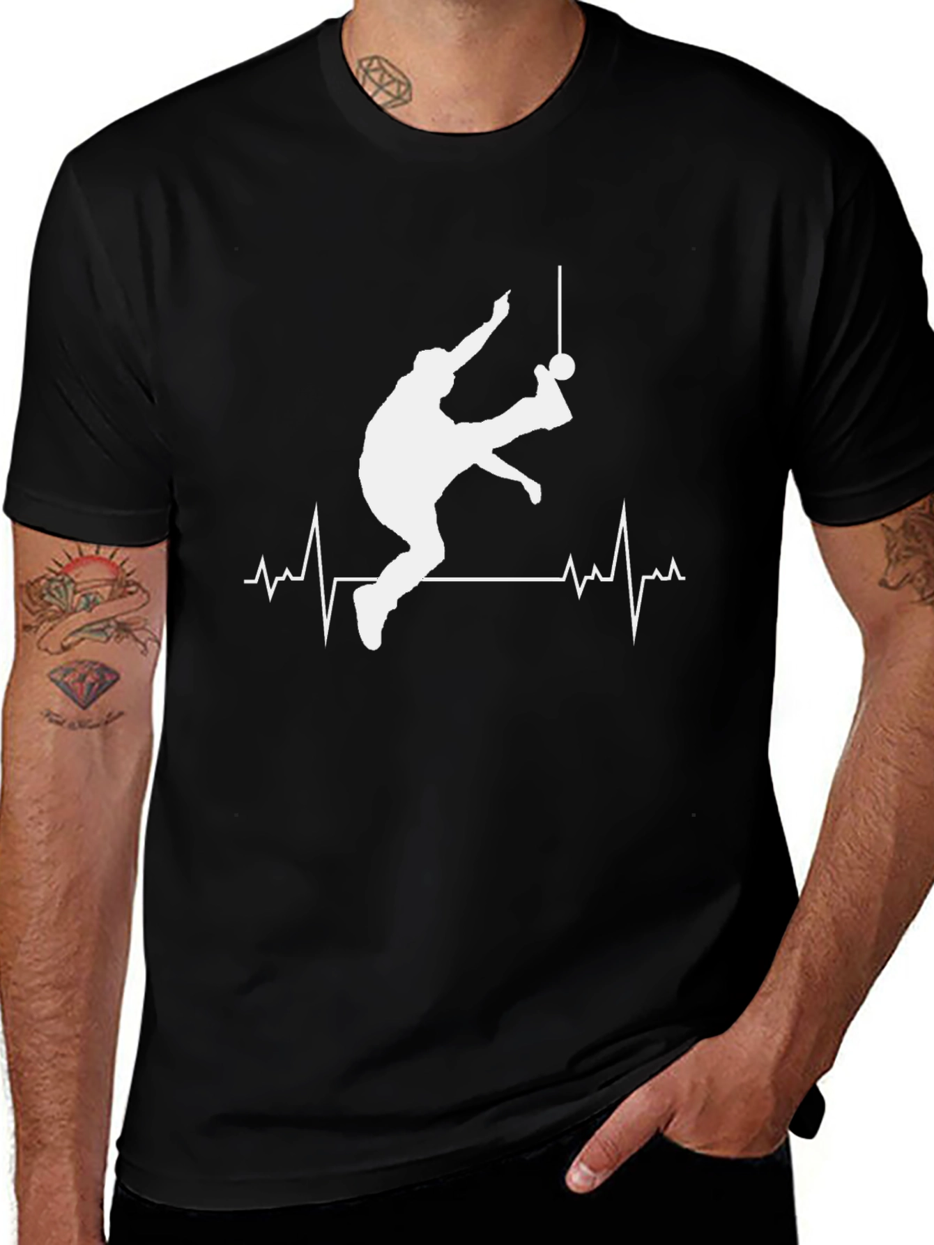 Soccer Player Heartbeat T-Shirt - Black