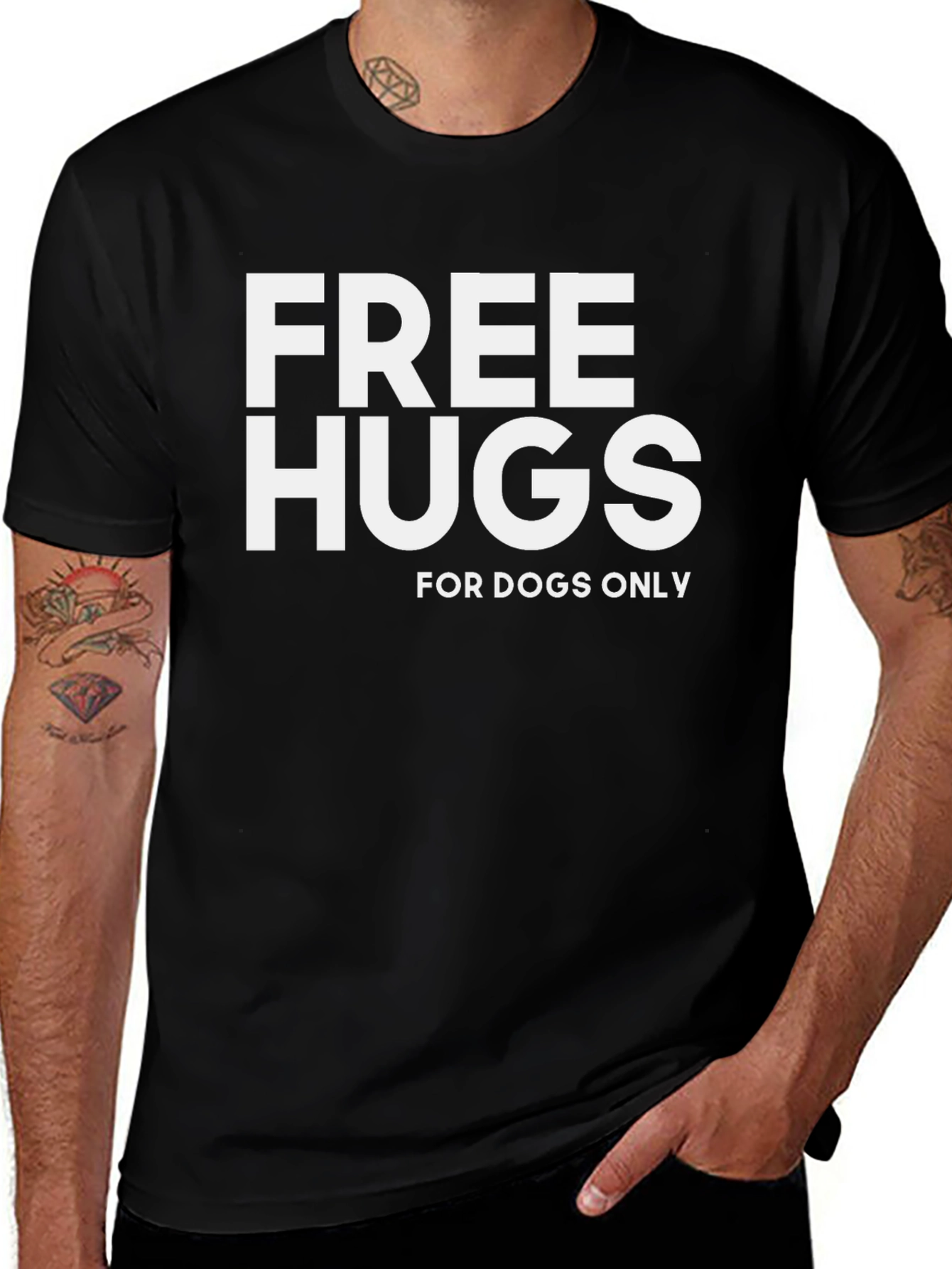 Free Hugs For Dogs Only Black T-Shirt