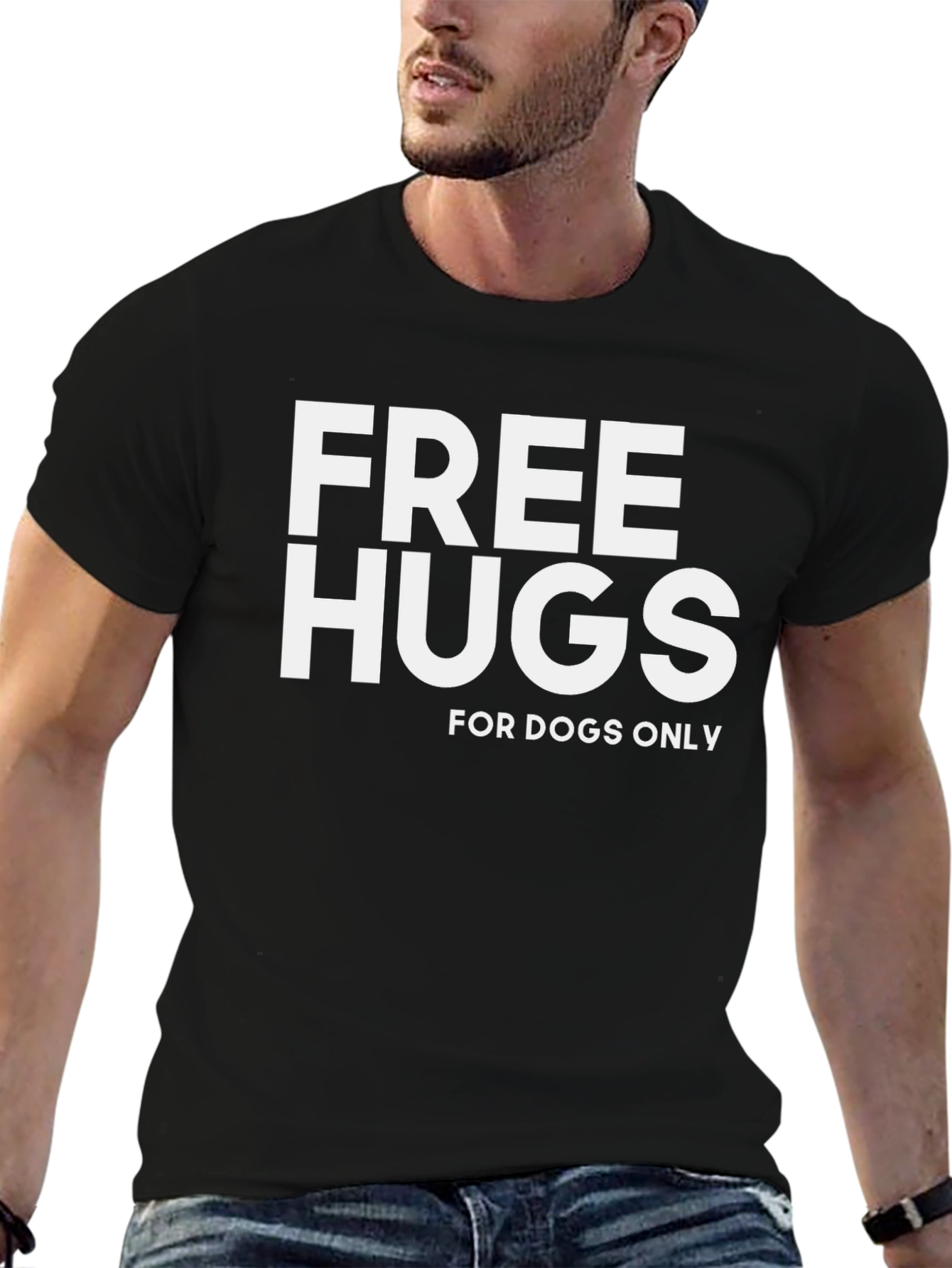 Free Hugs For Dogs Only Black T-Shirt