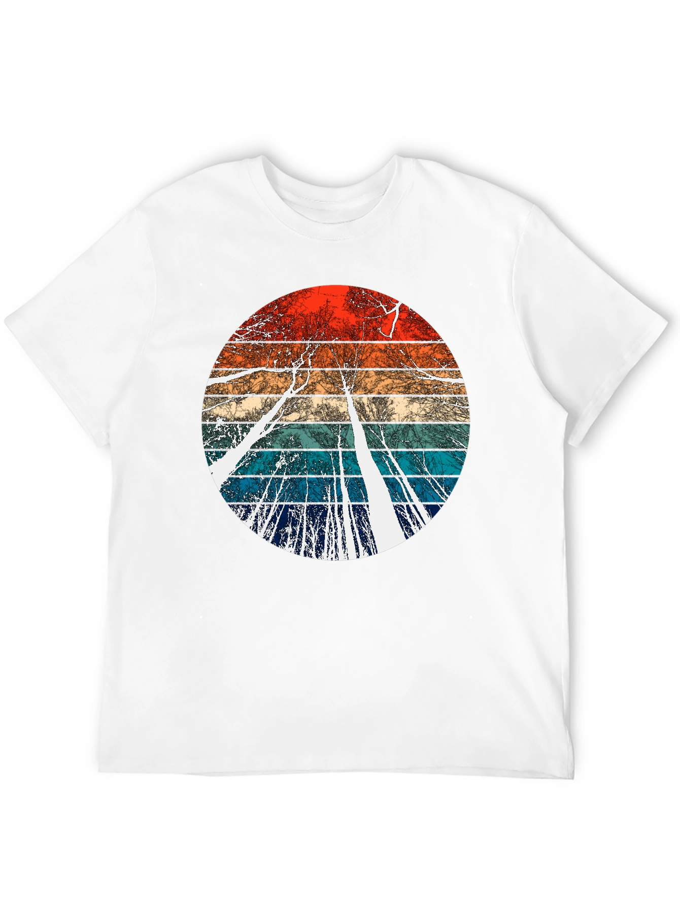 Retro Trees Graphic Tee - Cool Nature Inspired Design