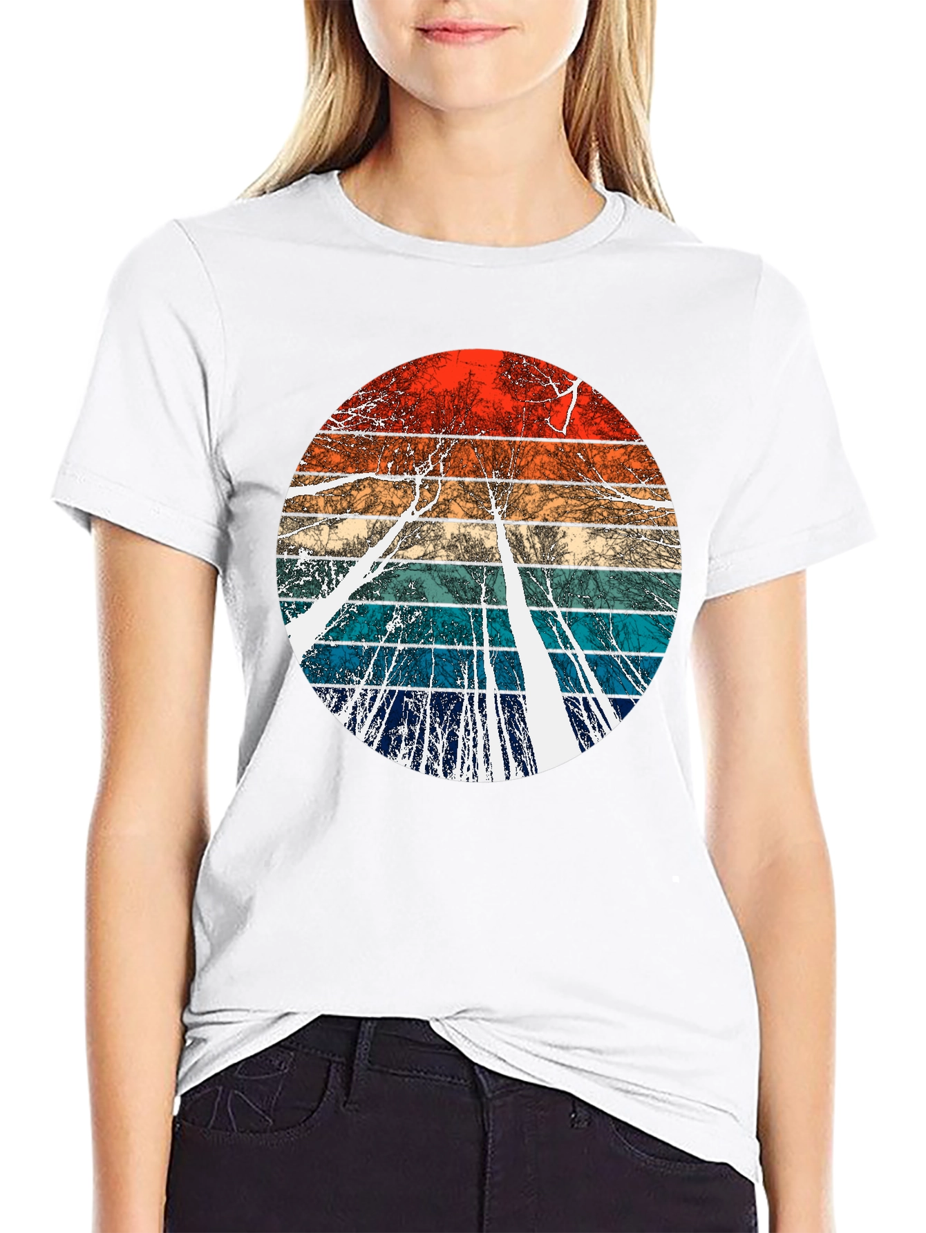 Retro Trees Graphic Tee - Cool Nature Inspired Design