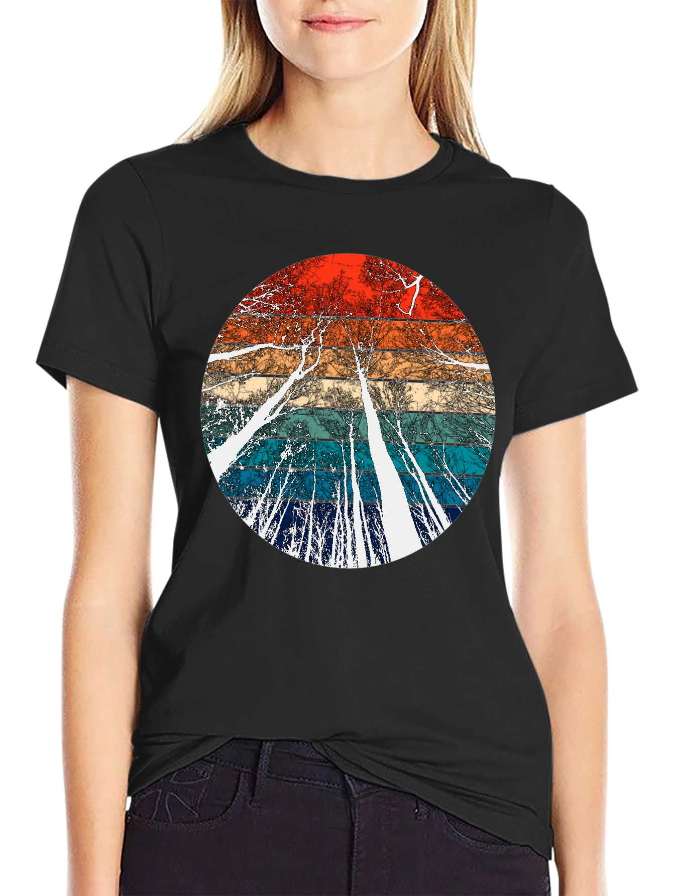 Retro Trees Graphic Tee - Cool Nature Inspired Design
