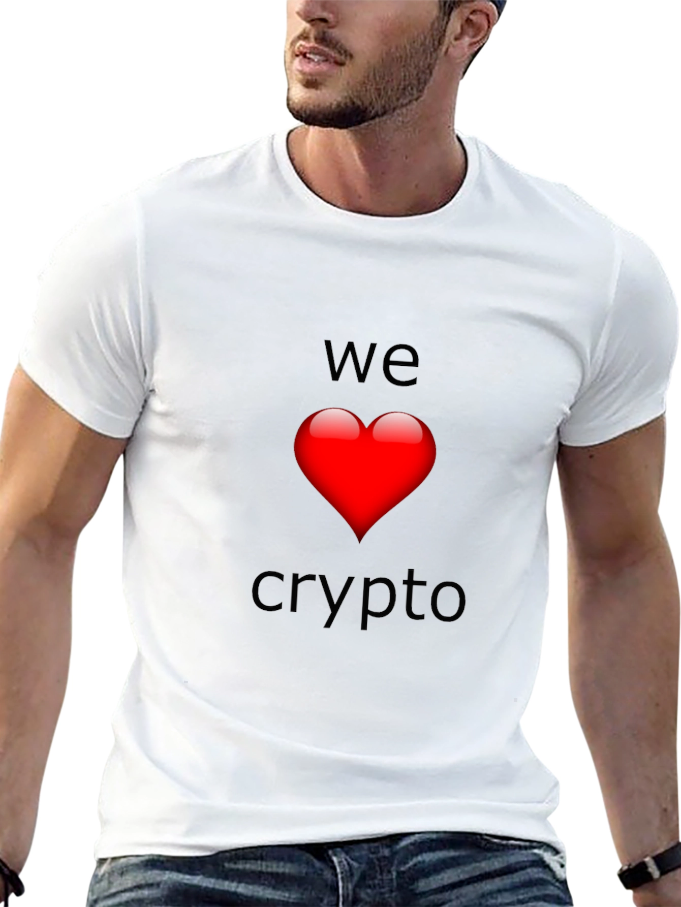 We Love Crypto T-Shirt - Black Heart Design