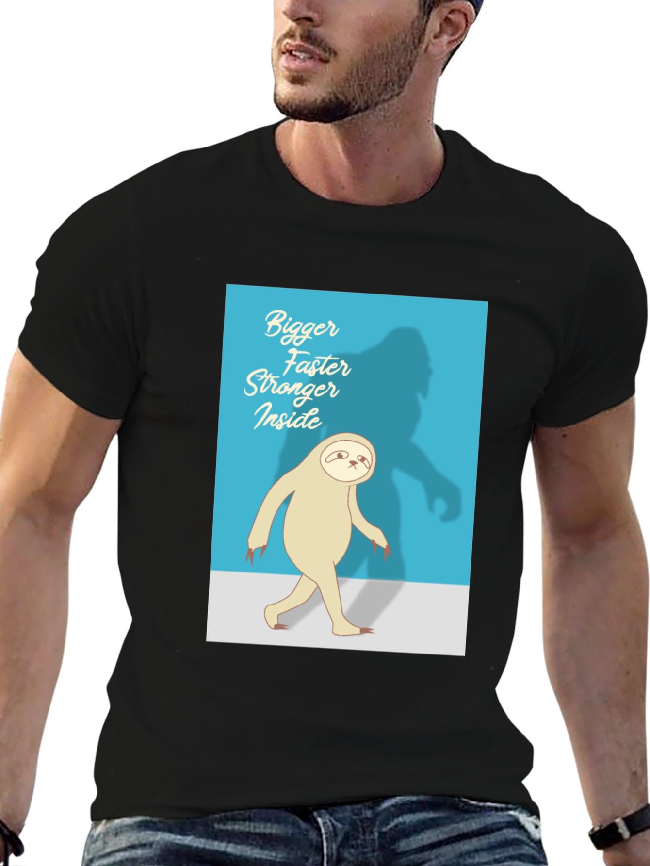 Bigger Faster Stronger Inside Sloth Black T-Shirt