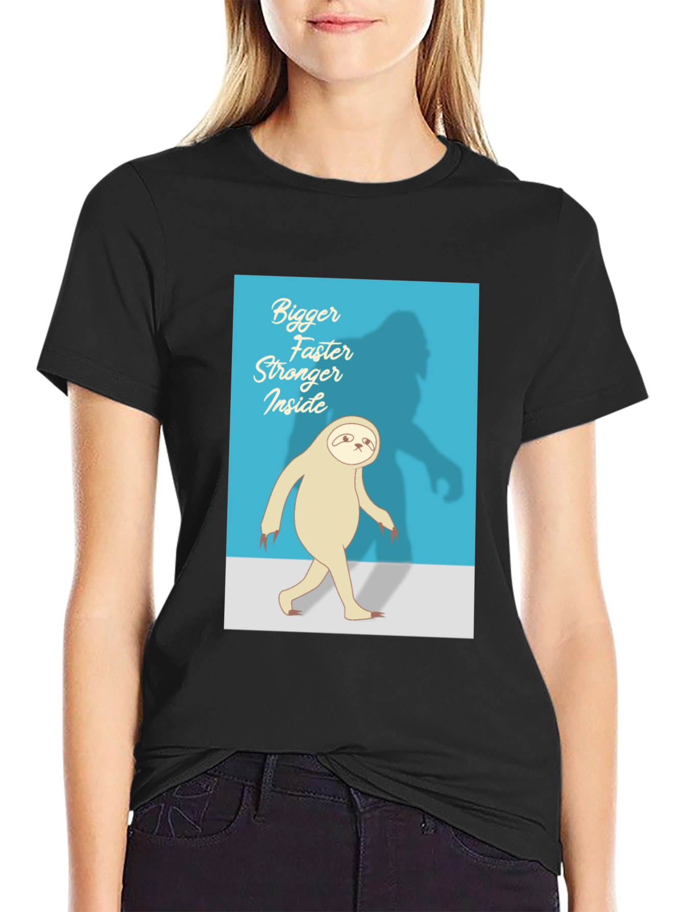 Bigger Faster Stronger Inside Sloth Black T-Shirt
