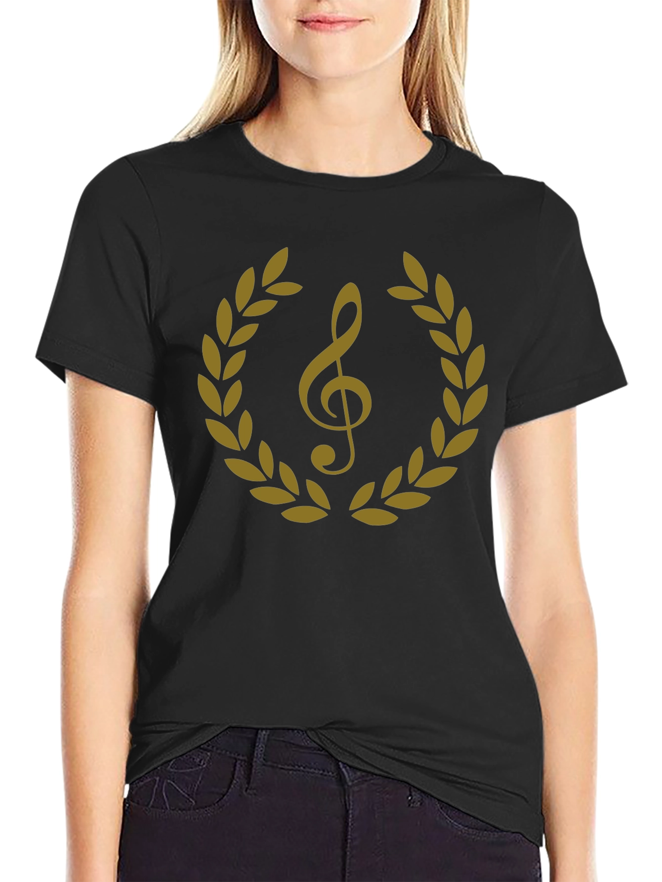 Musical Treble Clef Laurel Wreath Graphic Tee