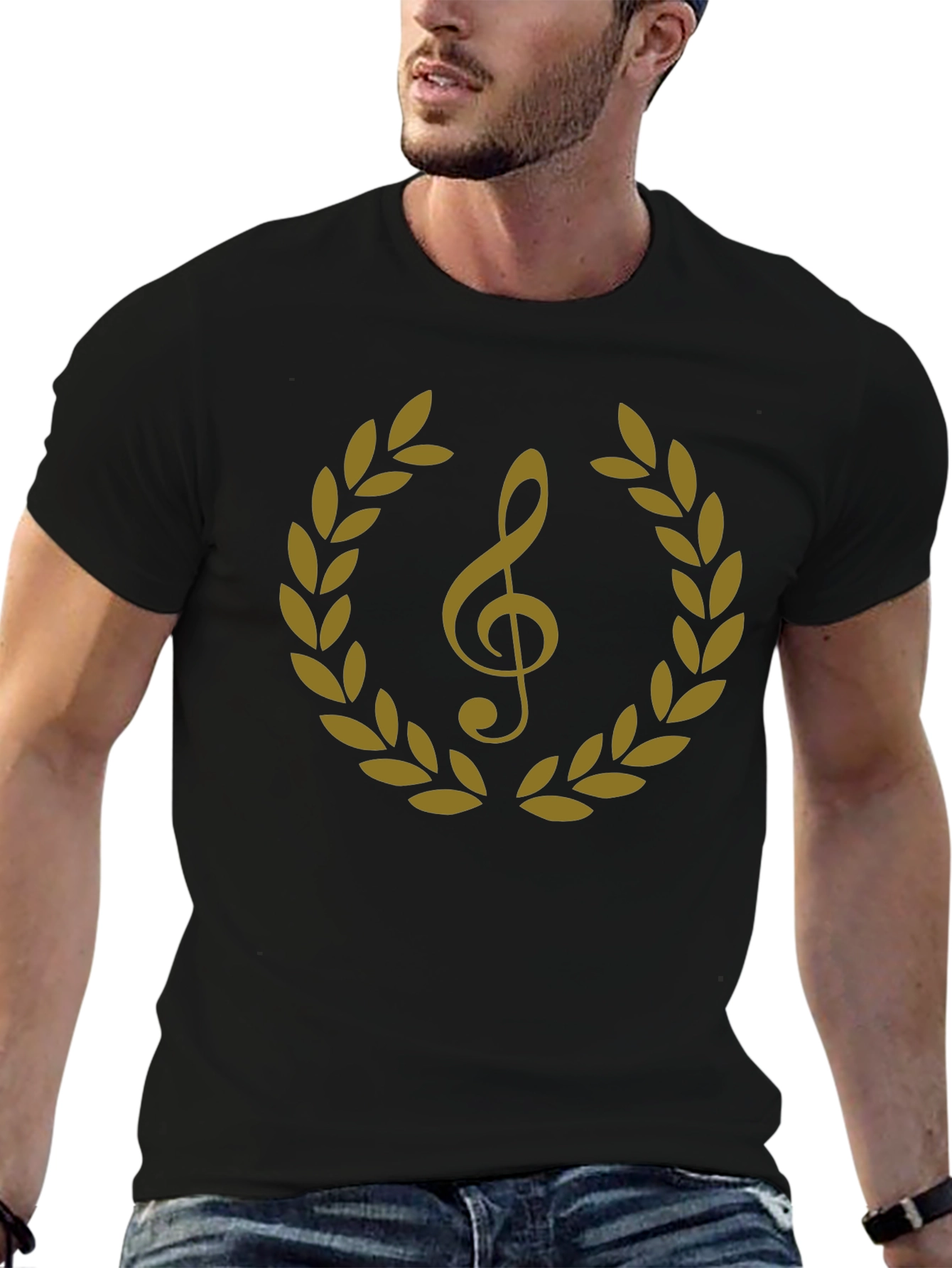 Musical Treble Clef Laurel Wreath Graphic Tee