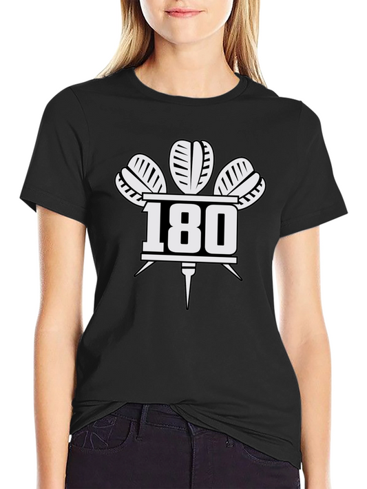 Darts 180 T-Shirt - Black Dartboard Design