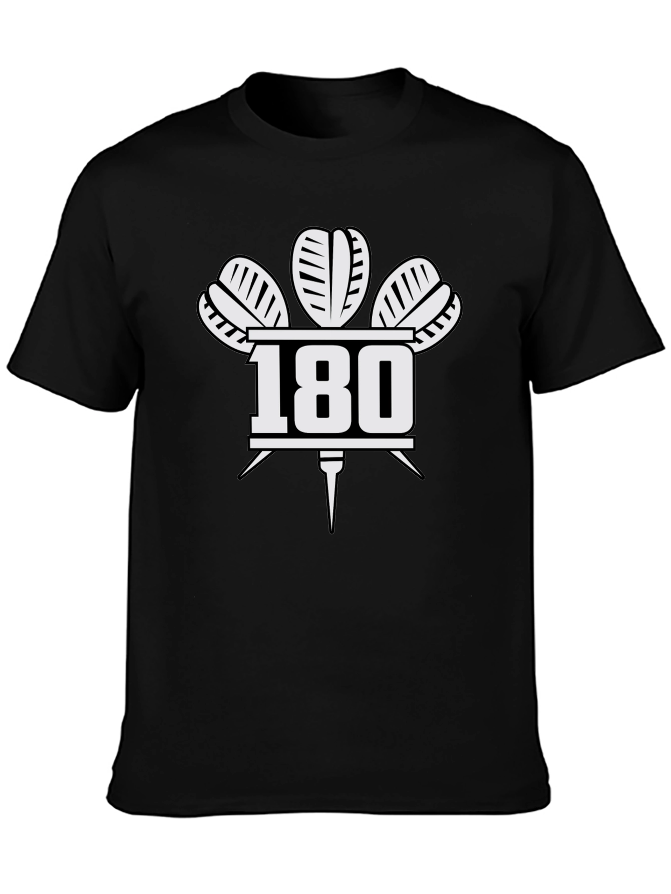 Darts 180 T-Shirt - Black Dartboard Design