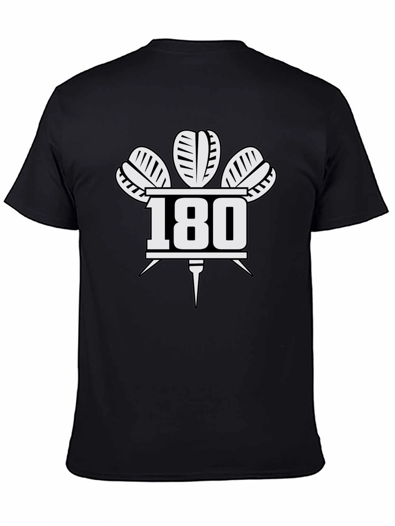 Darts 180 T-Shirt - Black Dartboard Design