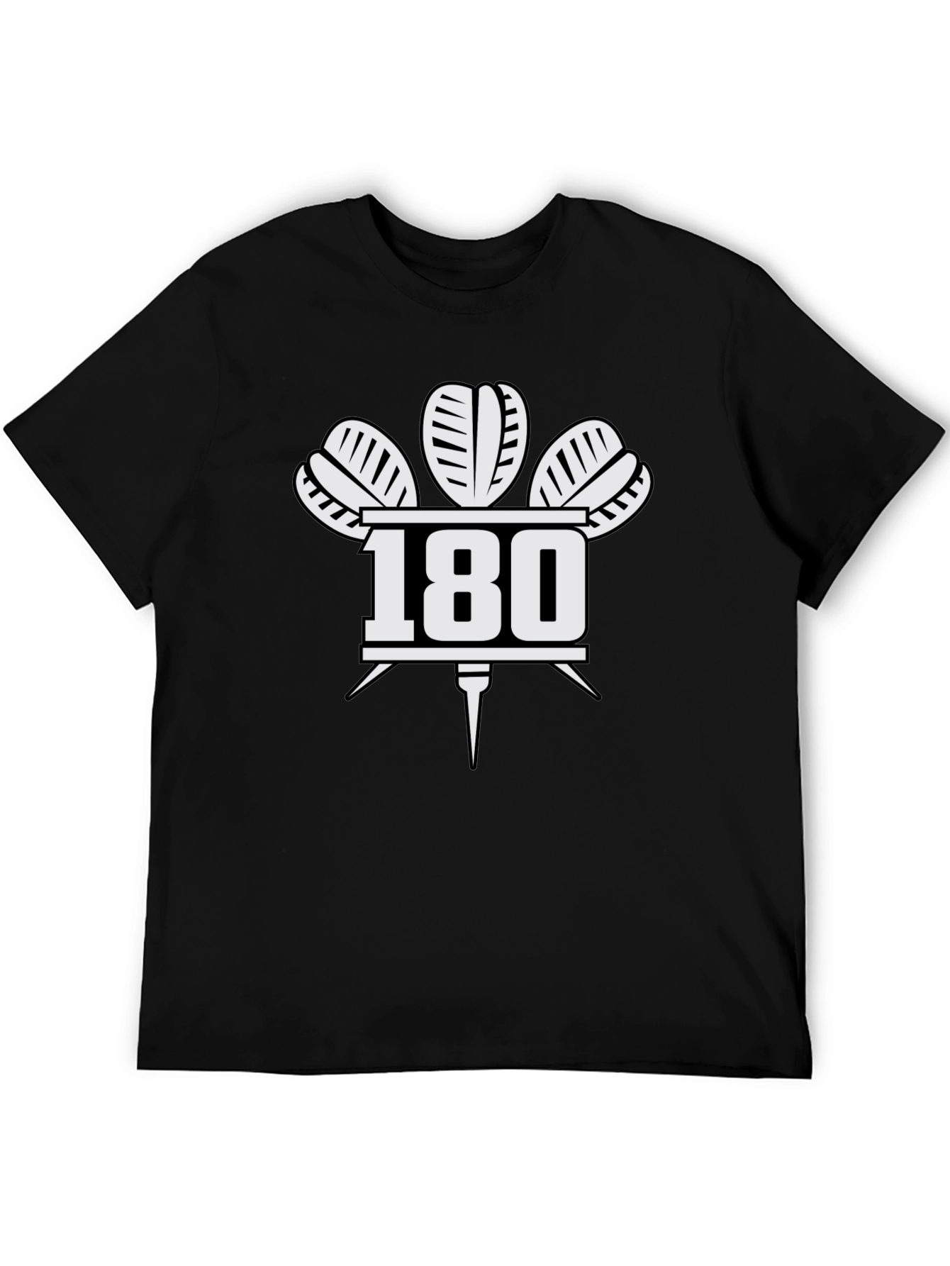 Darts 180 T-Shirt - Black Dartboard Design