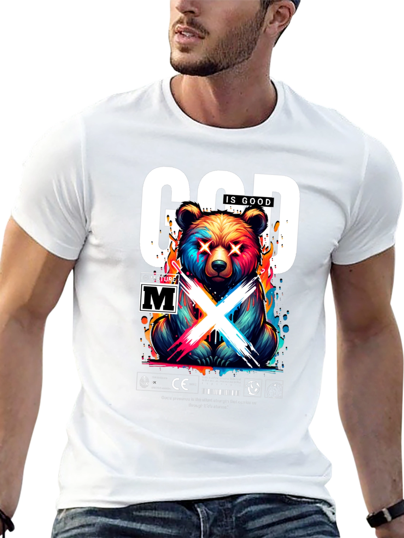 God Is Good Bear Graphic Tee - Trendy Streetwear