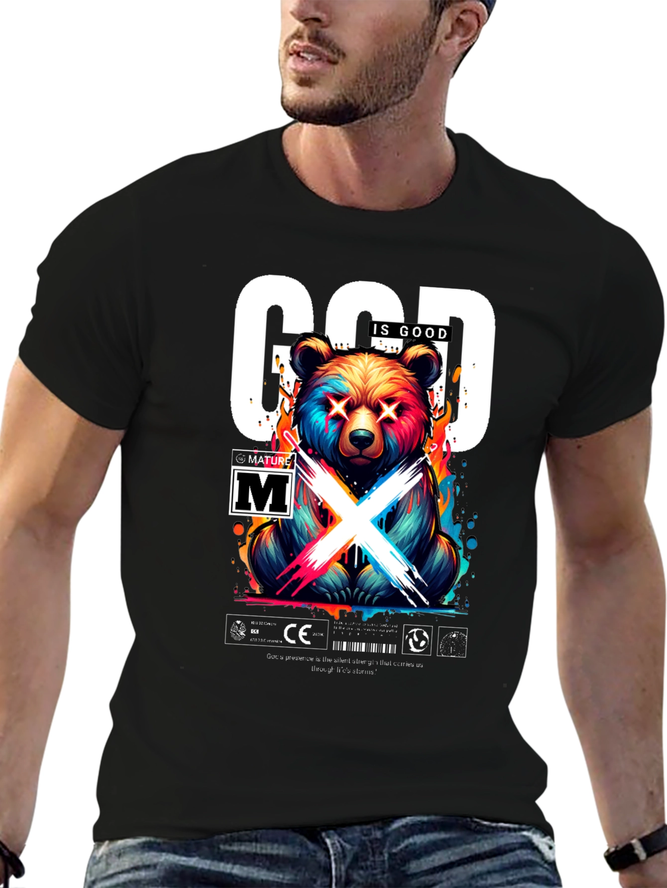 God Is Good Bear Graphic Tee - Trendy Streetwear