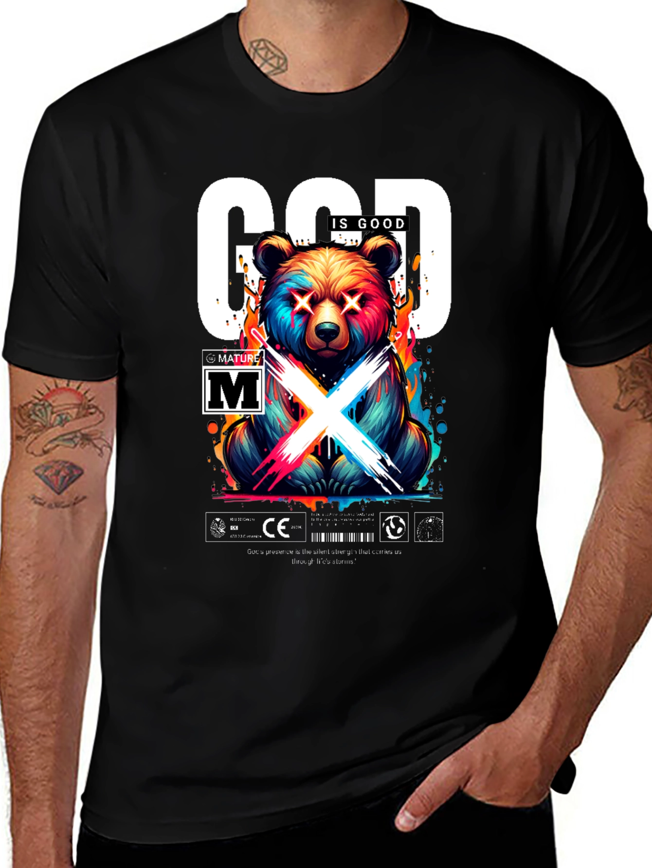God Is Good Bear Graphic Tee - Trendy Streetwear