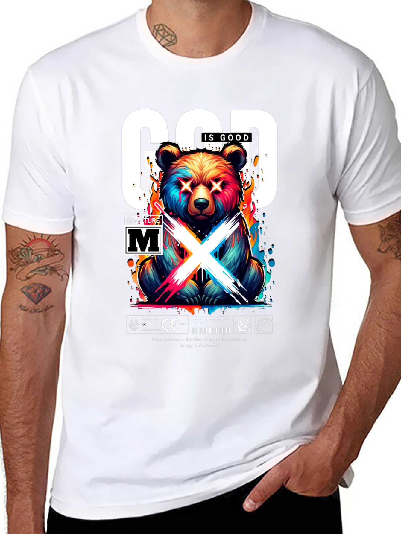 God Is Good Bear Graphic Tee - Trendy Streetwear