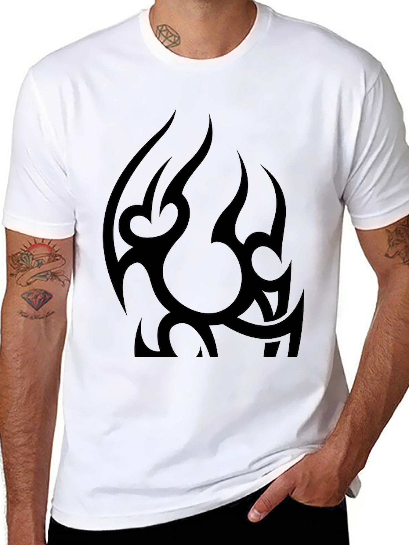 Mens Black Tribal Graphic Tee - Casual Style