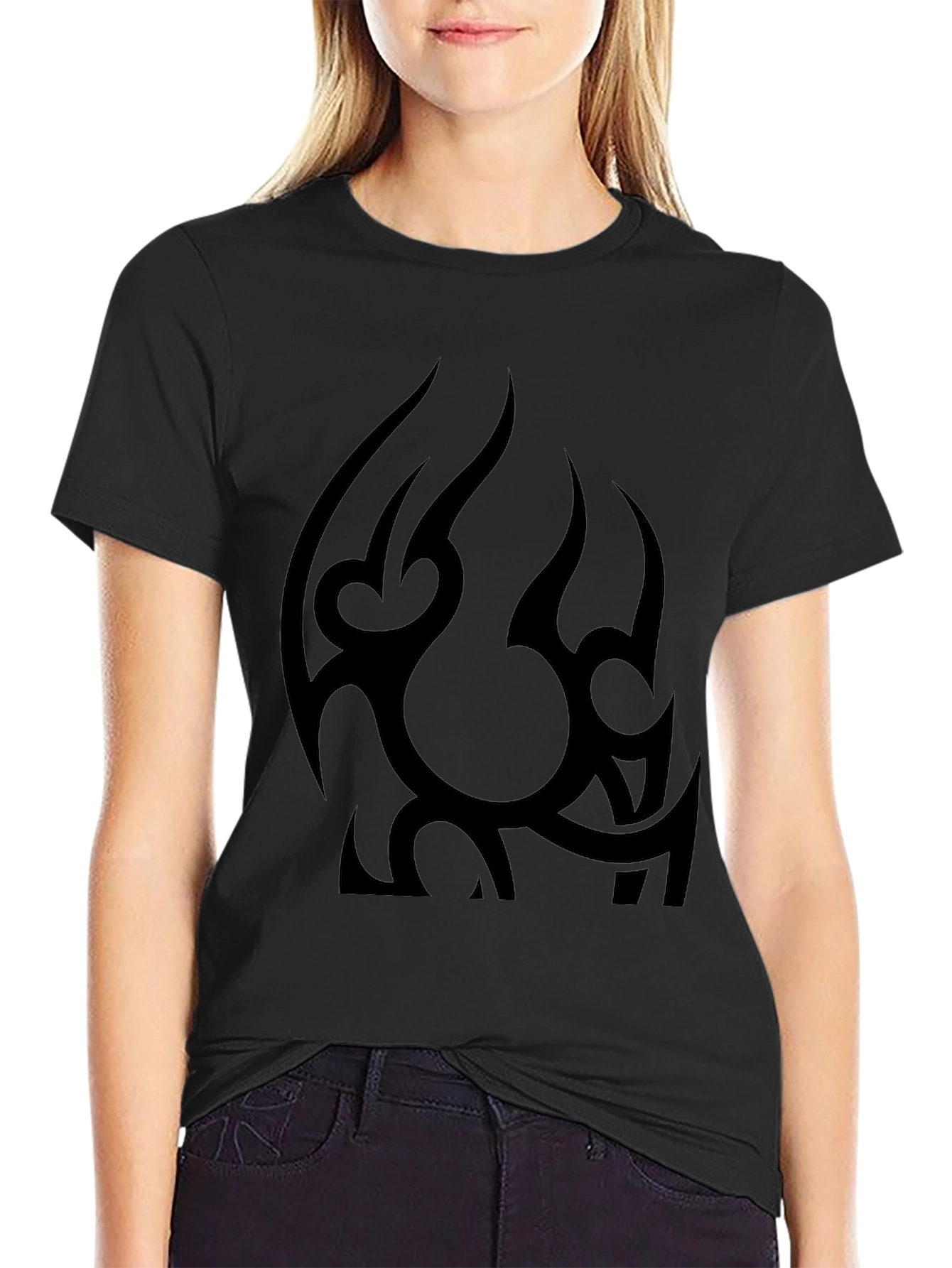 Mens Black Tribal Graphic Tee - Casual Style