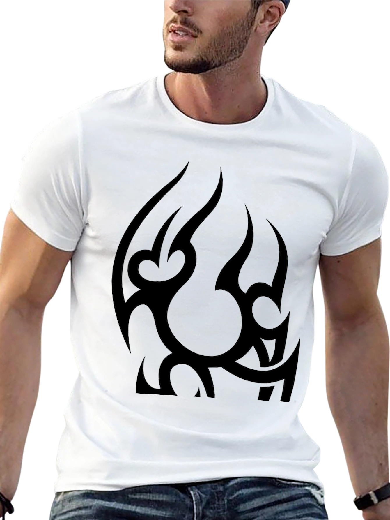 Mens Black Tribal Graphic Tee - Casual Style