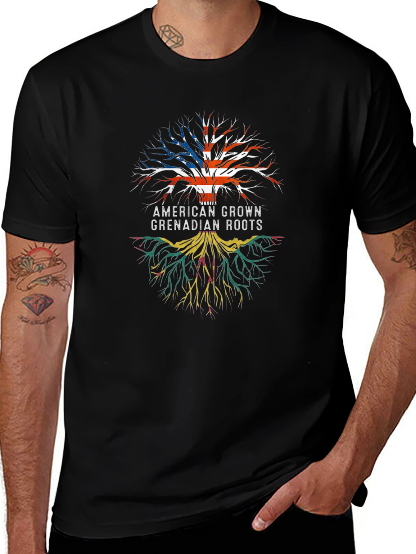 American Grown Grenadian Roots Tree T-Shirt