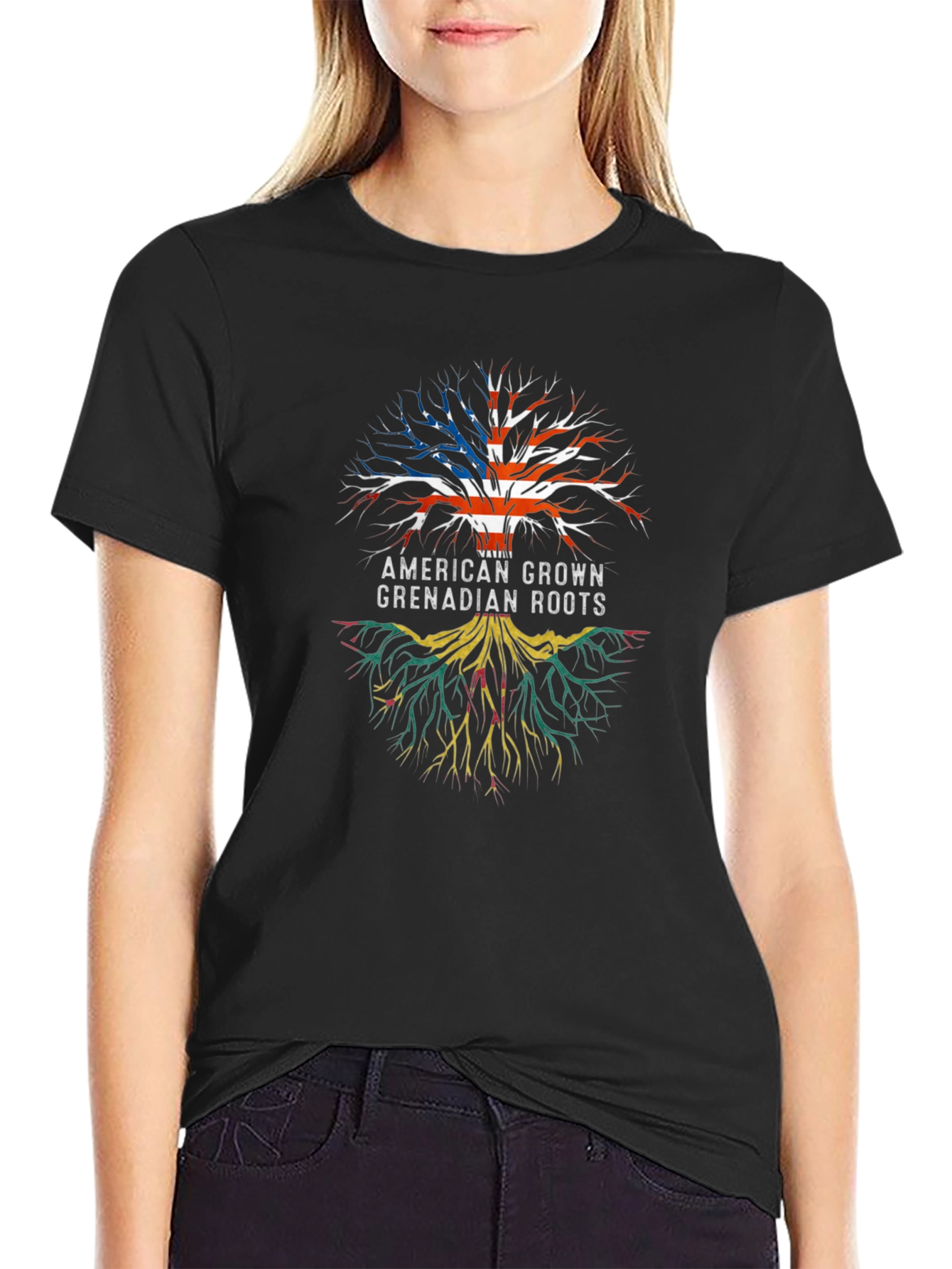 American Grown Grenadian Roots Tree T-Shirt