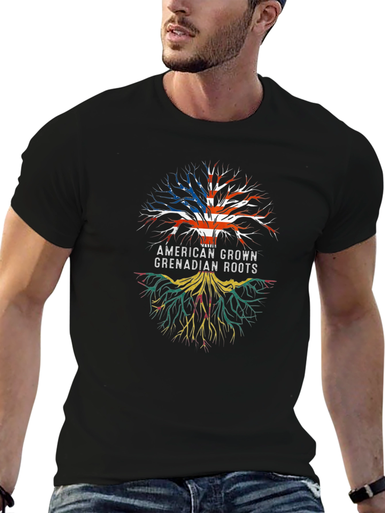 American Grown Grenadian Roots Tree T-Shirt
