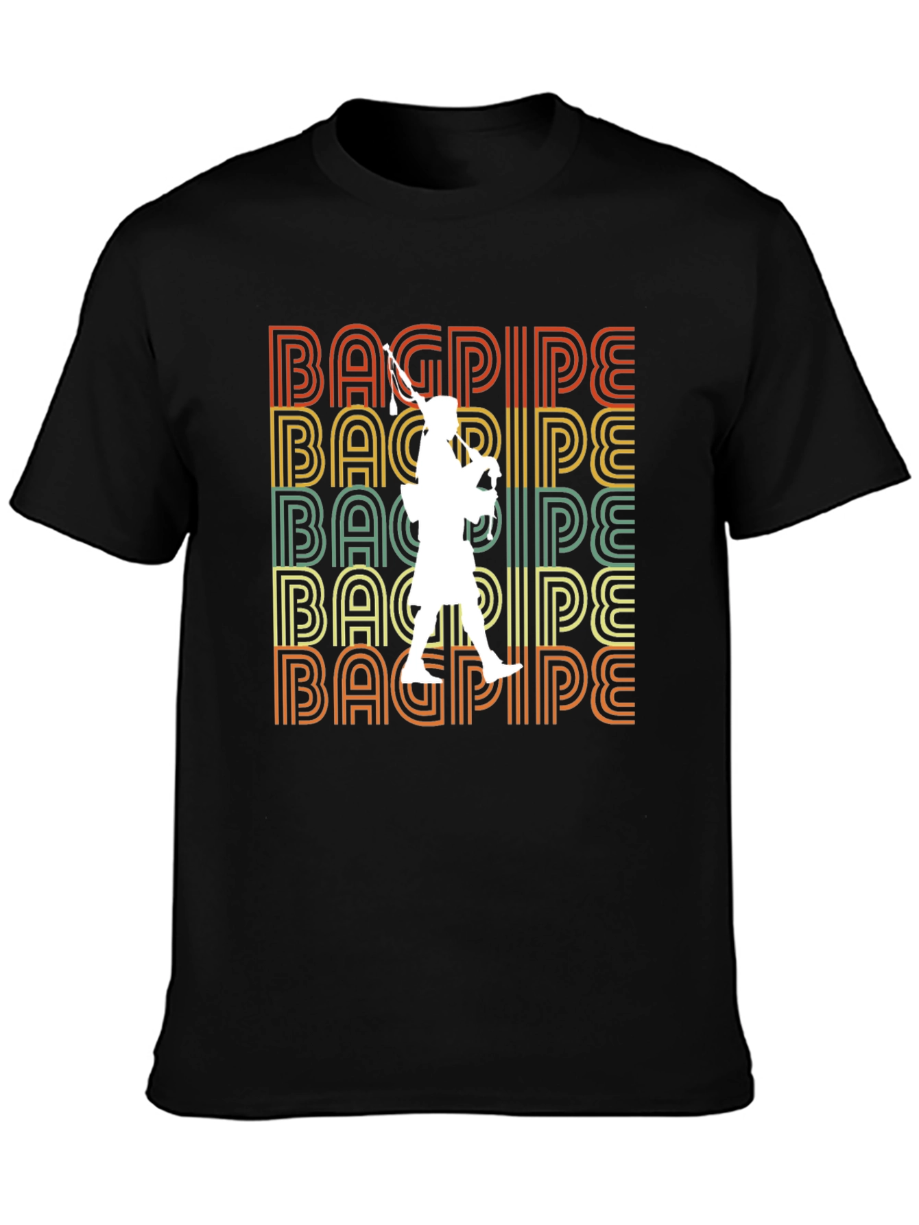 Bagpipe Retro T-Shirt - Scottish Piper Tee