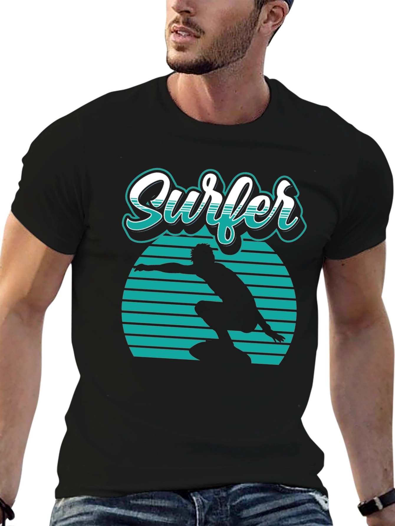 Cool Surfer Graphic Tee - Retro Style Surf Shirt