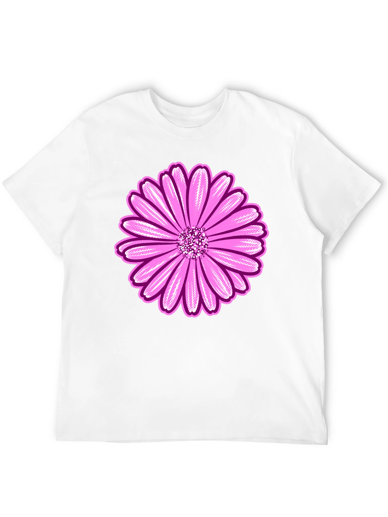Pink Daisy Graphic Black T-Shirt