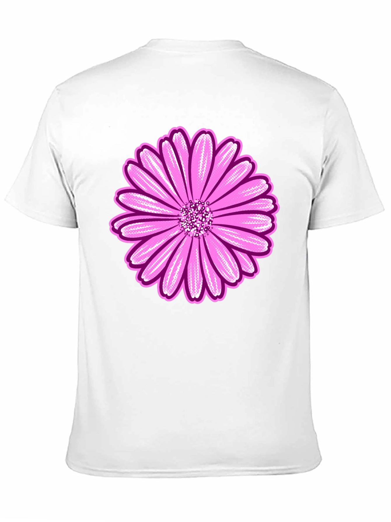 Pink Daisy Graphic Black T-Shirt