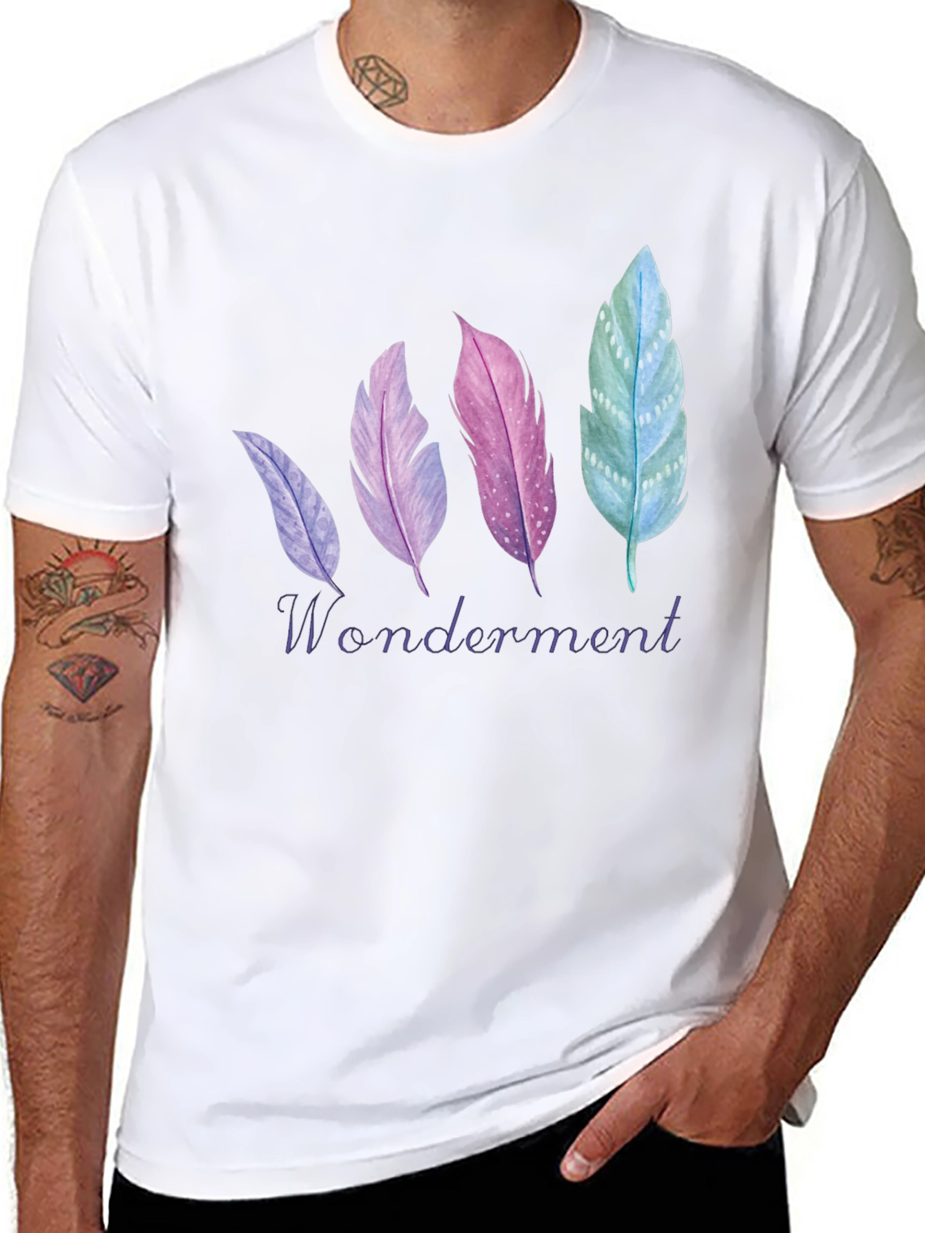 Wonderment Feather Graphic Black T-Shirt