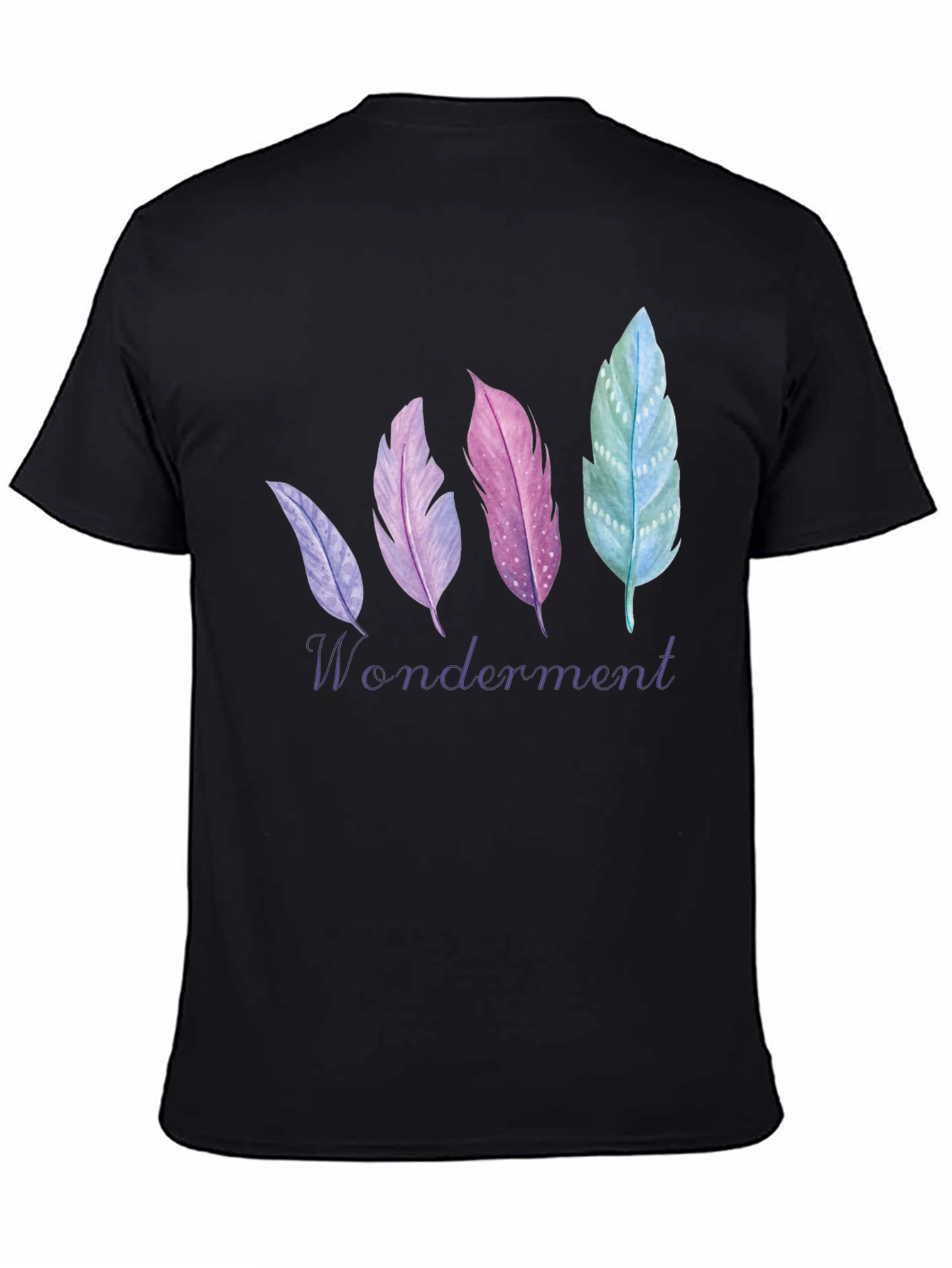 Wonderment Feather Graphic Black T-Shirt
