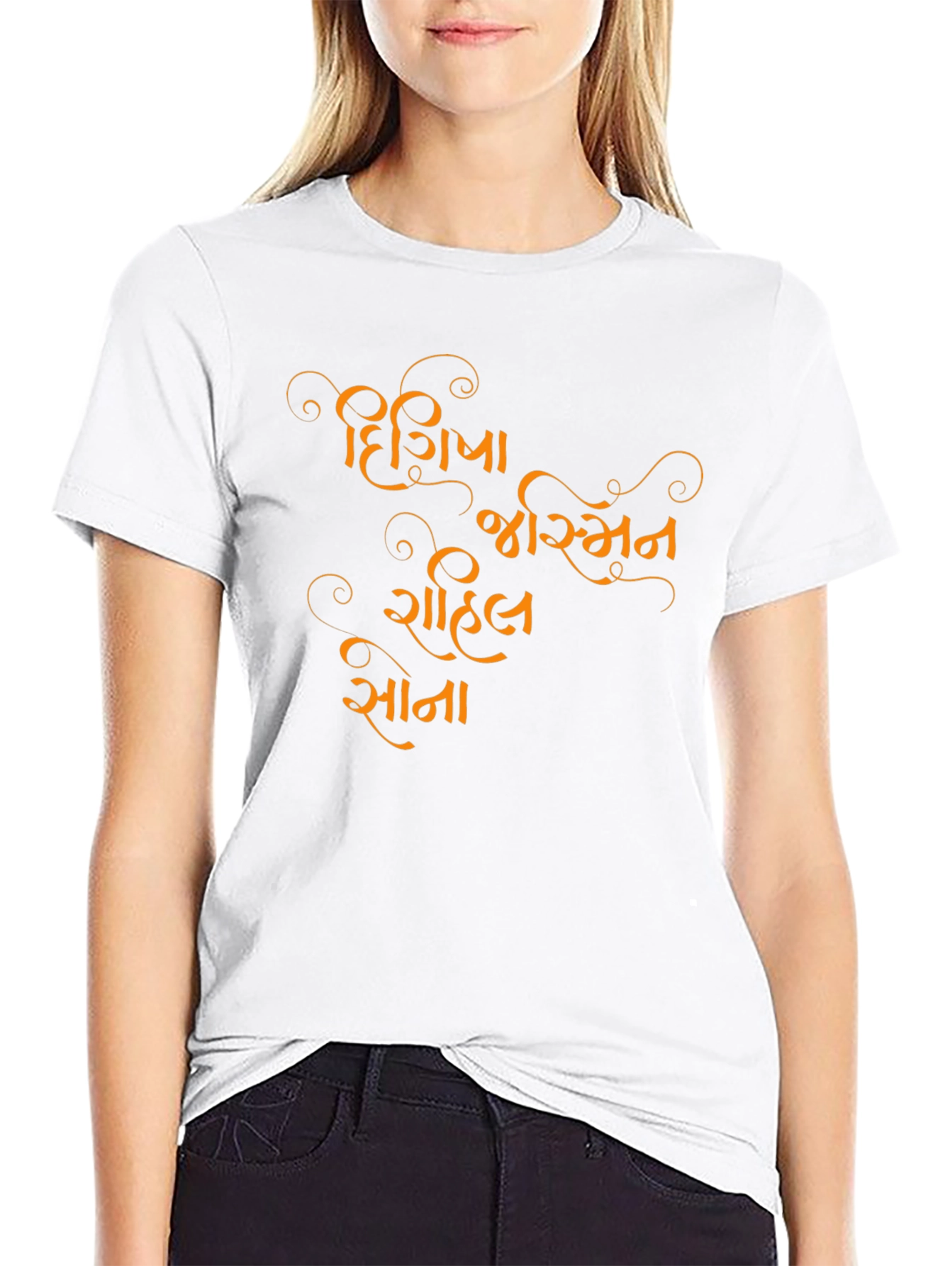 Personalized Black T-Shirt with Custom Gujarati Text