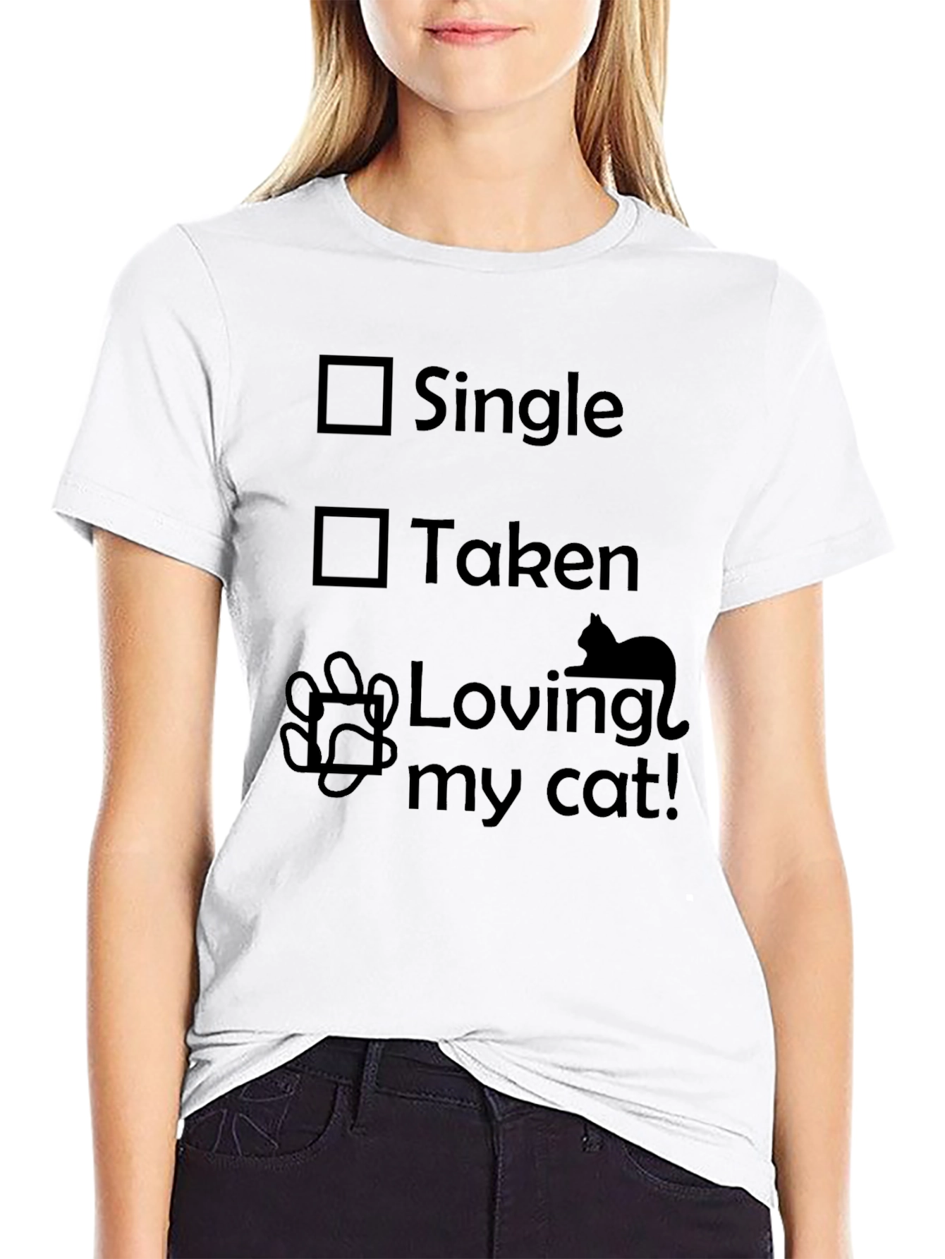 Cat Lover T-Shirt - Single Taken Loving My Cat