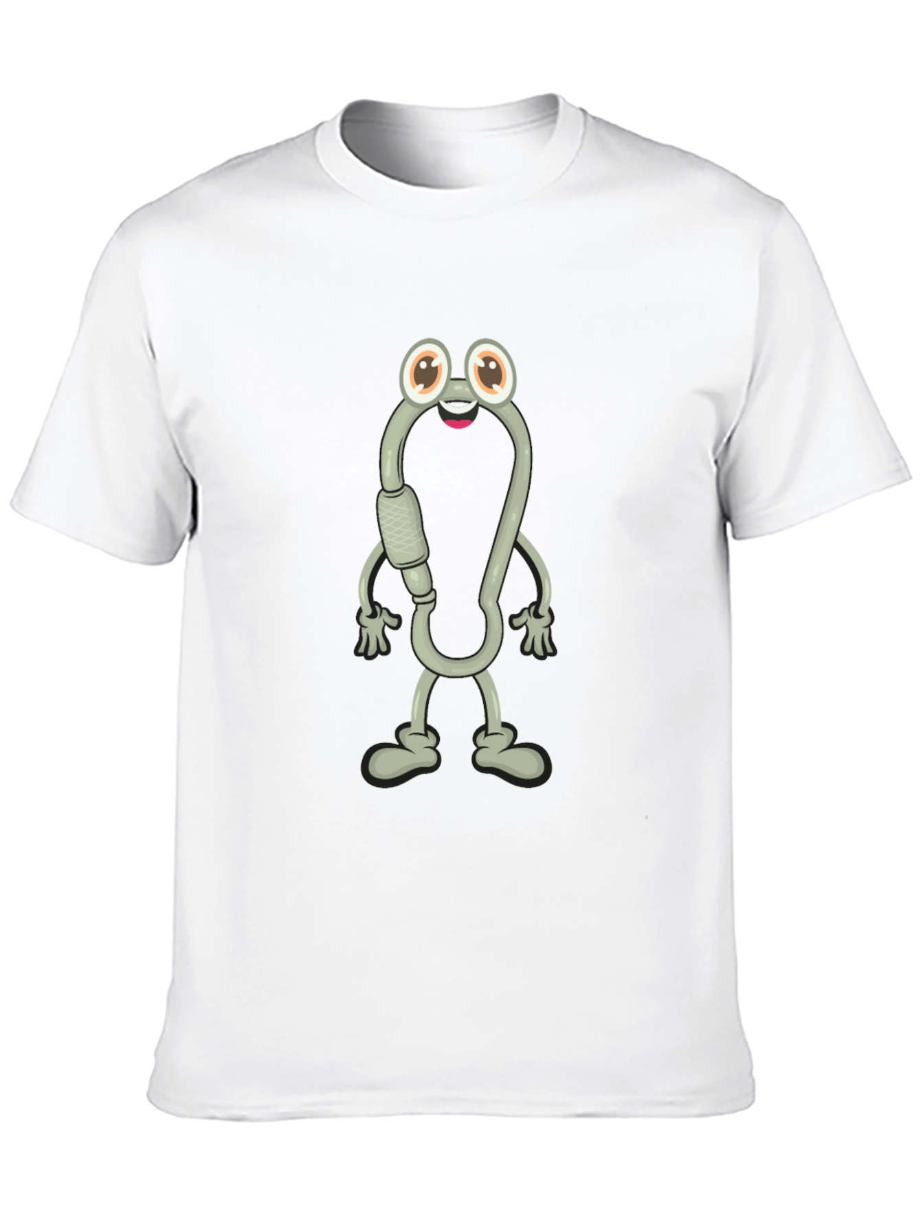 Cartoon Carabiner Character Black T-Shirt