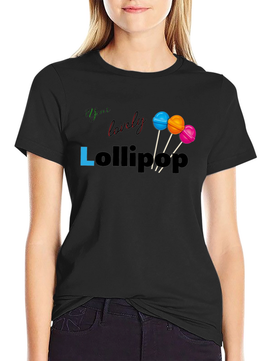 Yous Lovely Lollipop Graphic Black T-Shirt