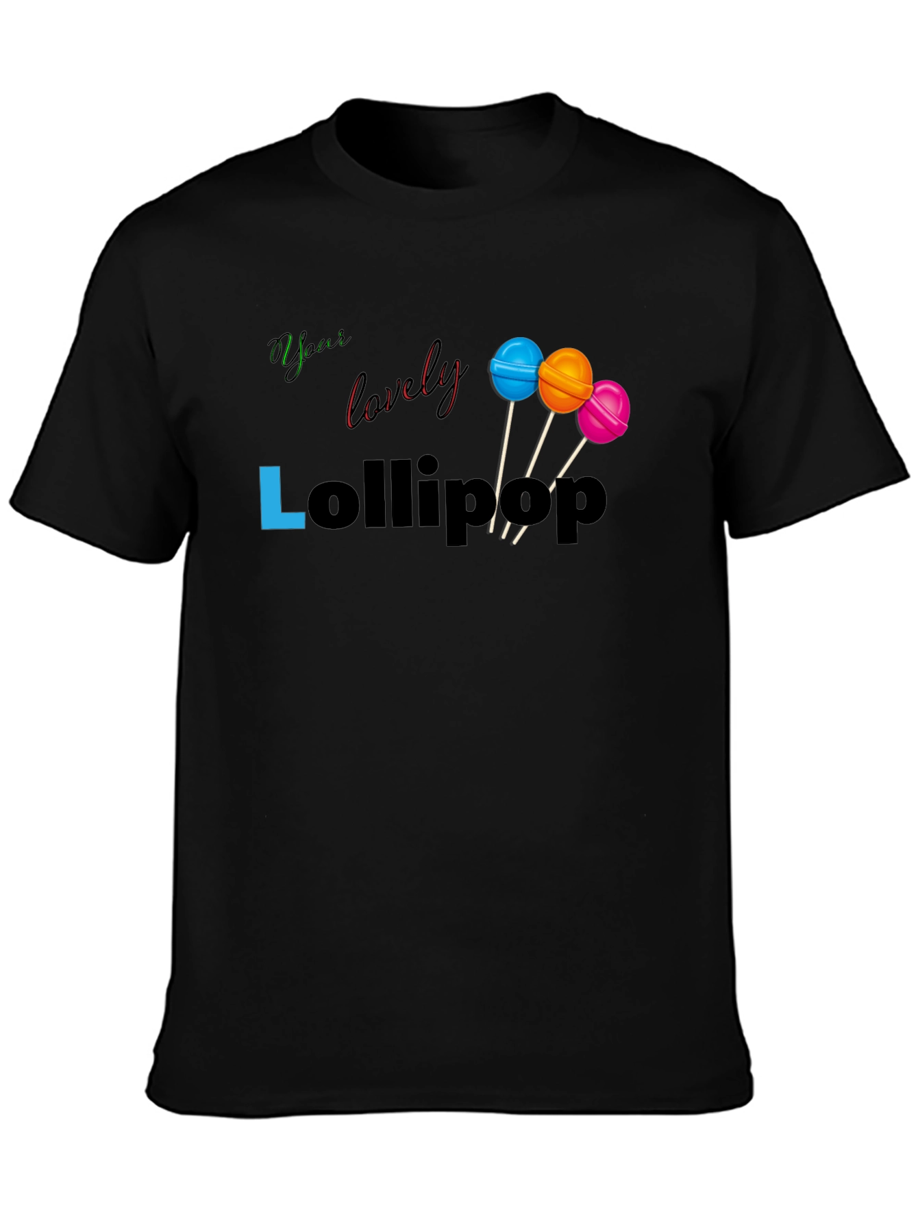 Yous Lovely Lollipop Graphic Black T-Shirt