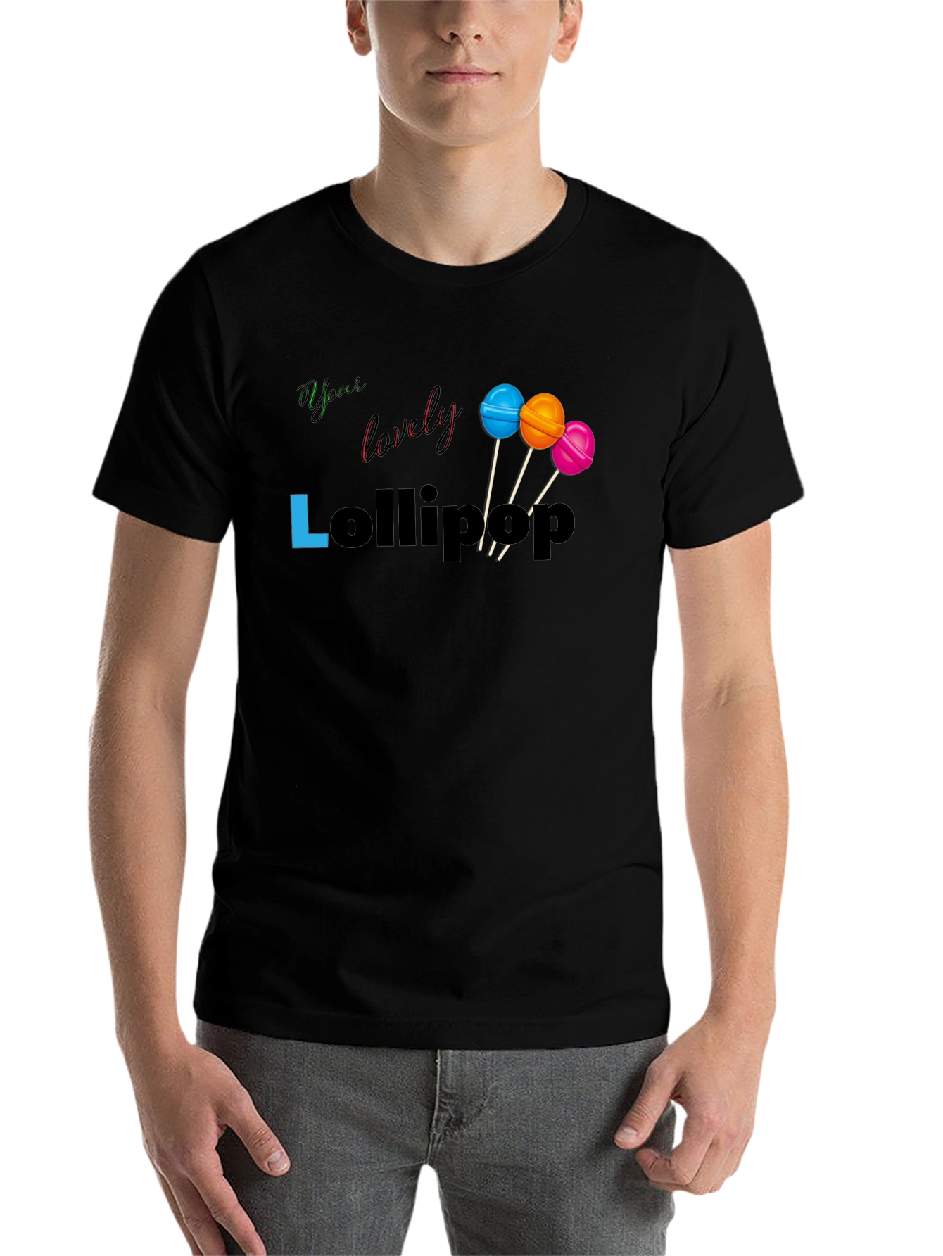 Yous Lovely Lollipop Graphic Black T-Shirt