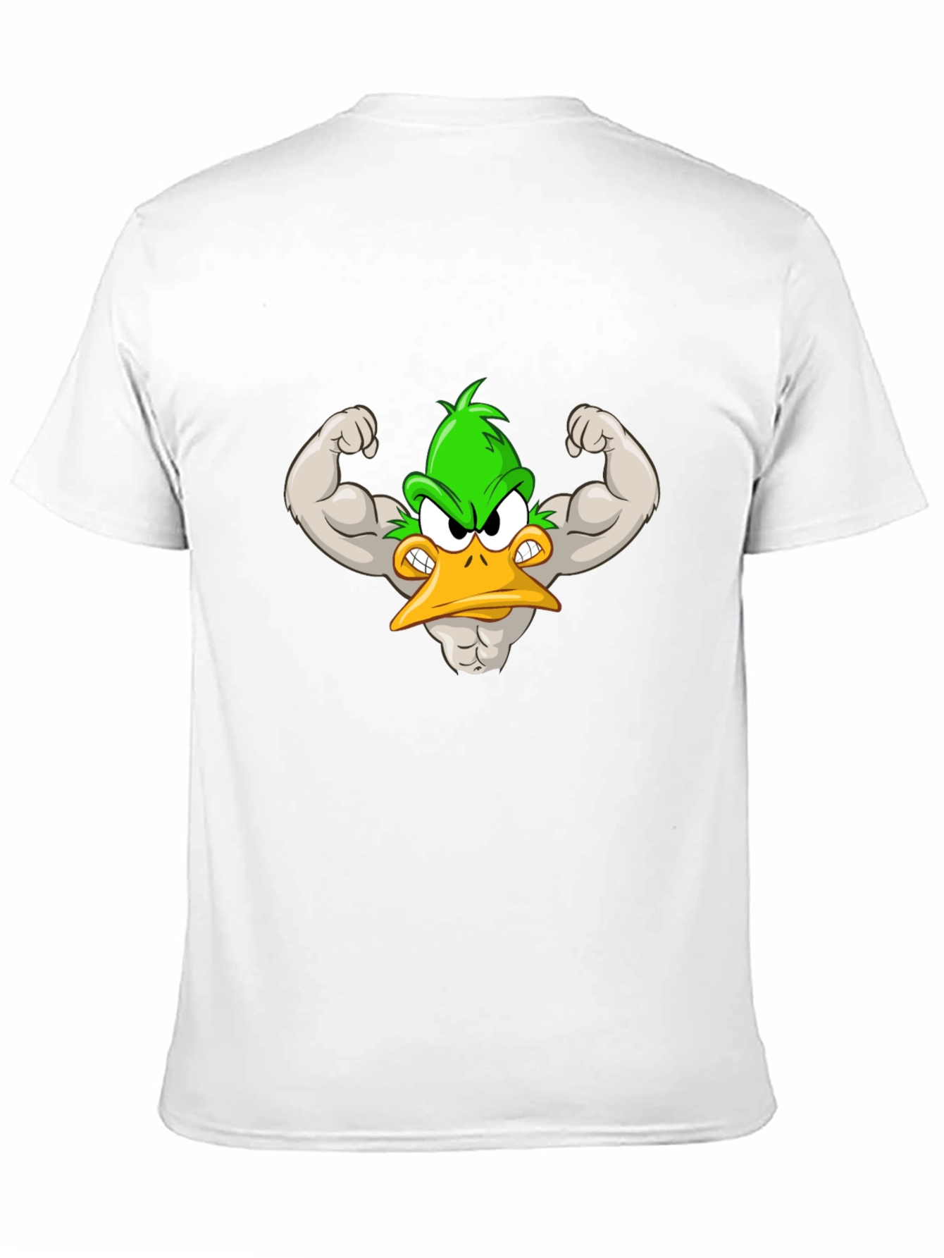 Muscular Cartoon Duck Graphic Tee - Black Cotton Shirt