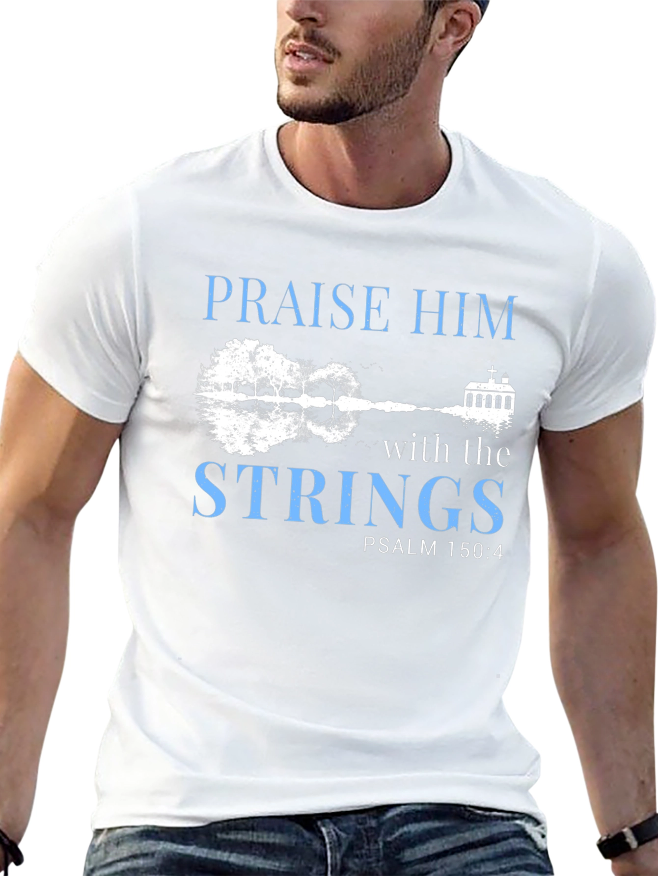 Praise Him Guitar String Design T-Shirt