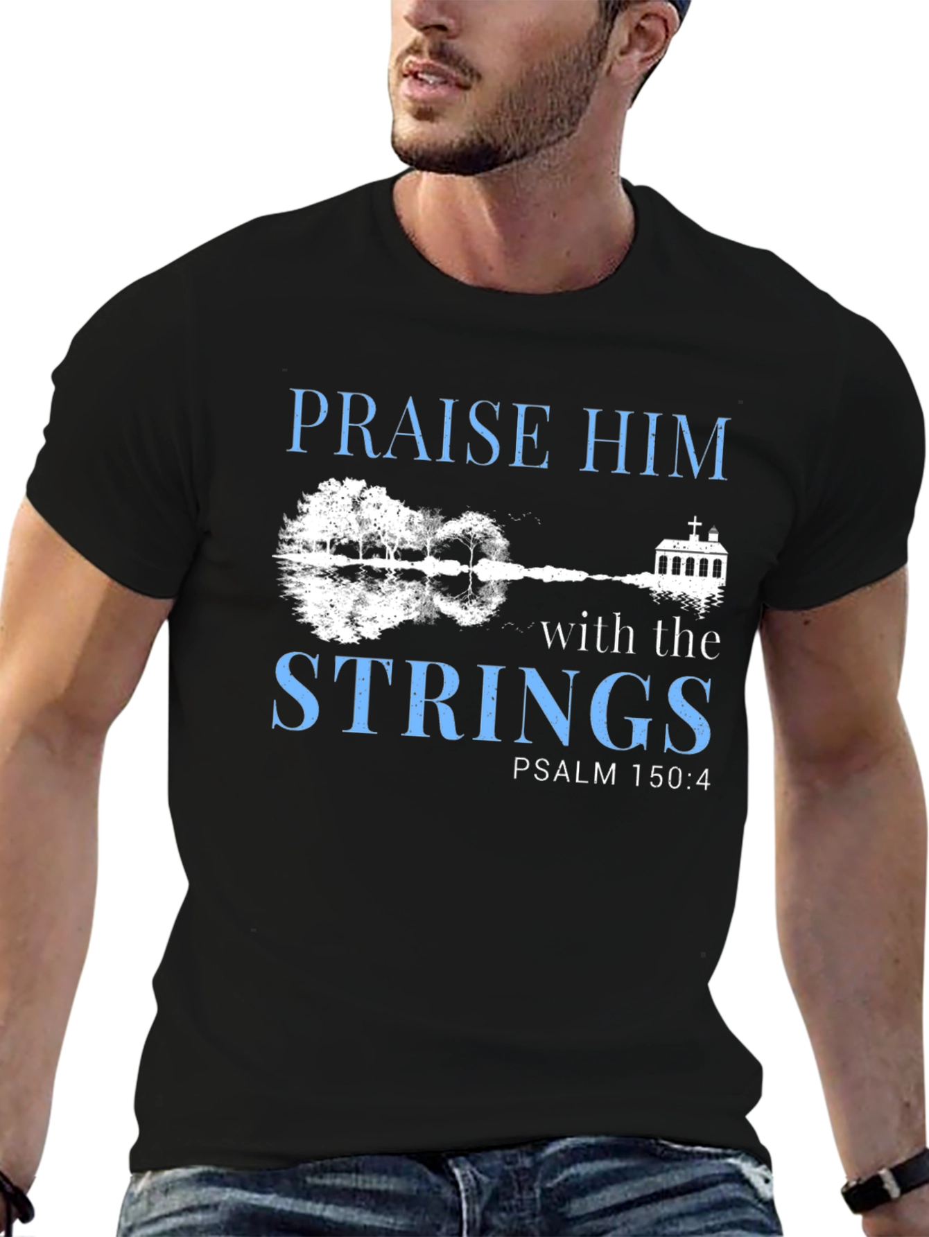 Praise Him Guitar String Design T-Shirt