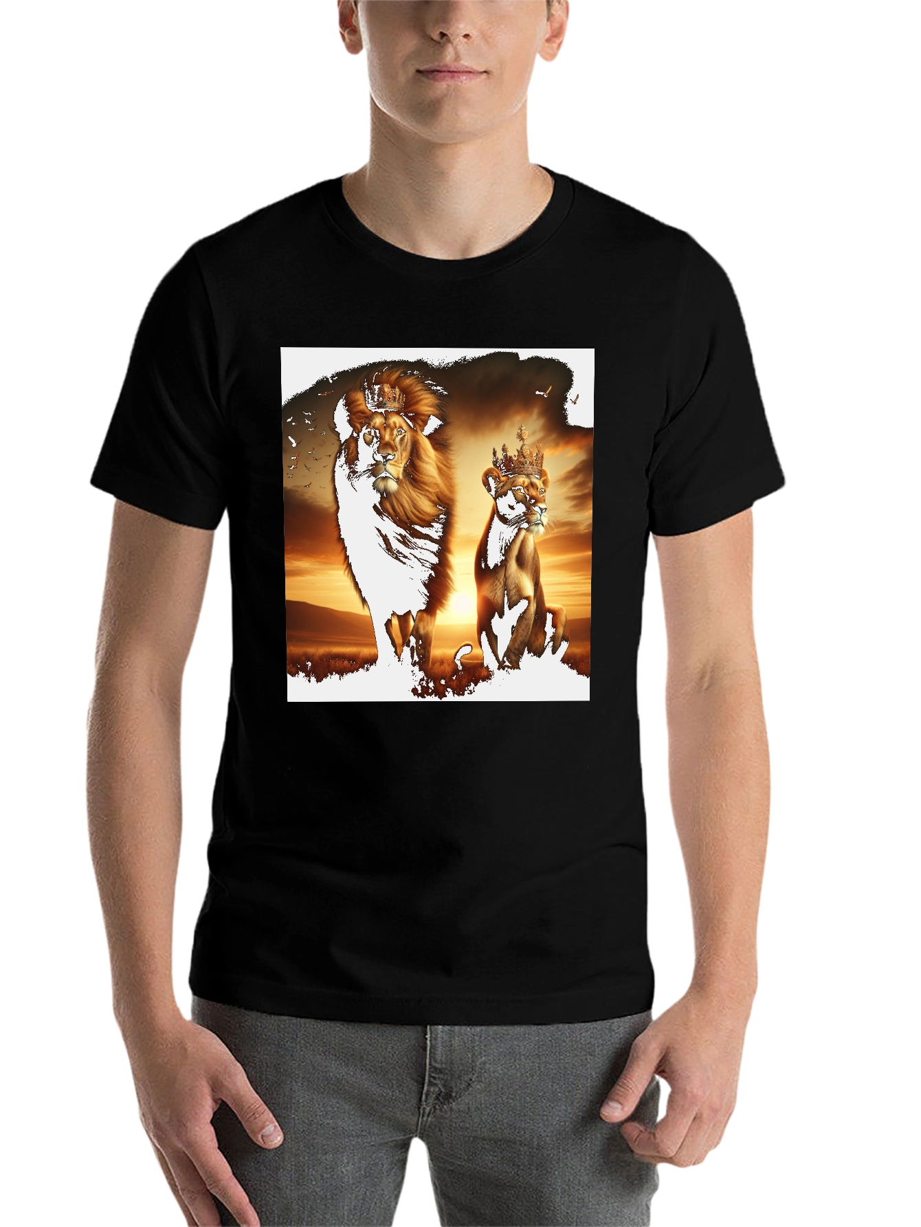 King & Queen Lion Graphic Tee - Black