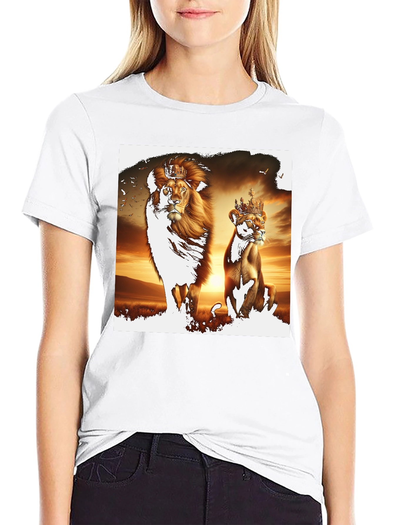 King & Queen Lion Graphic Tee - Black