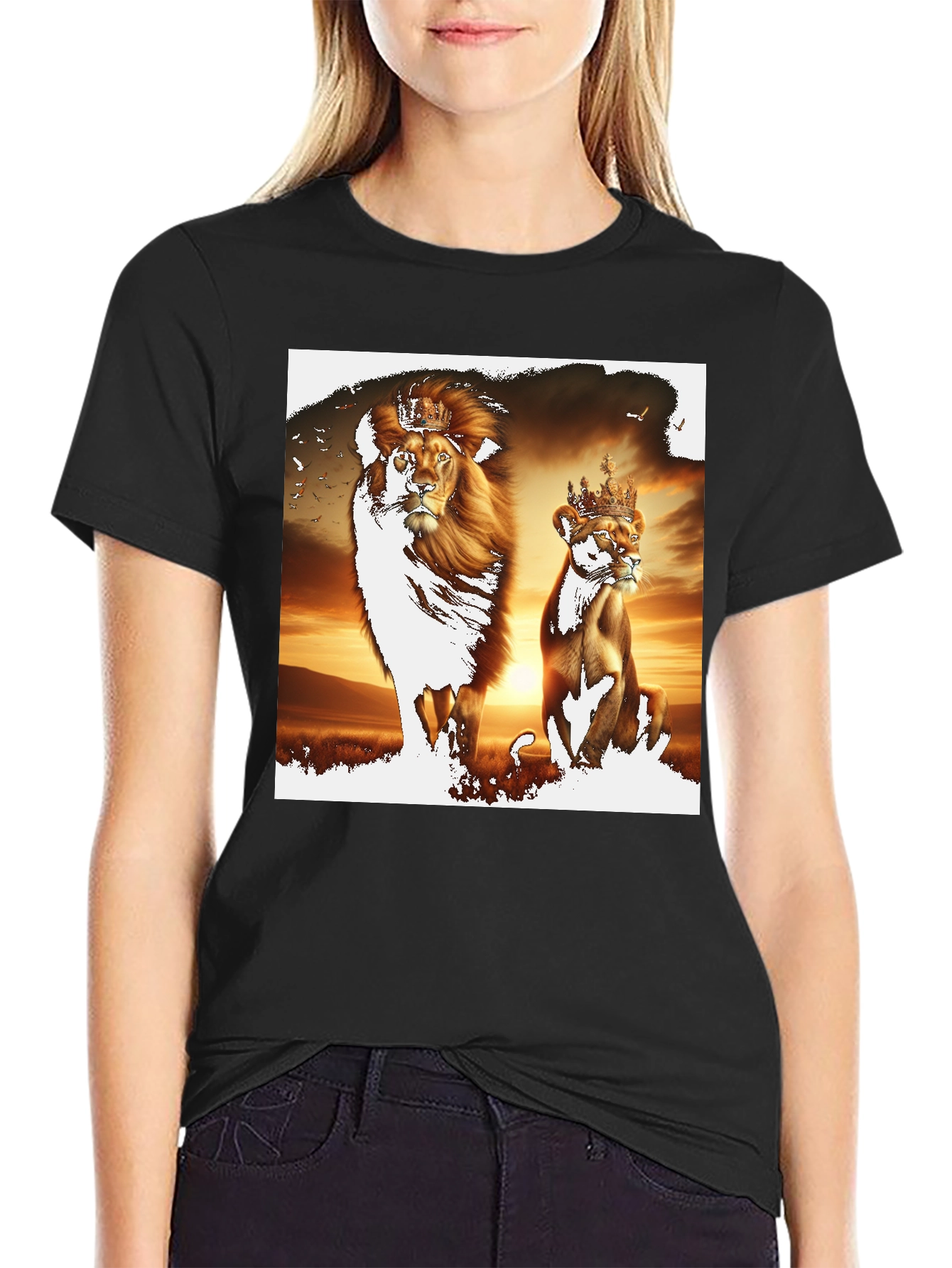 King & Queen Lion Graphic Tee - Black